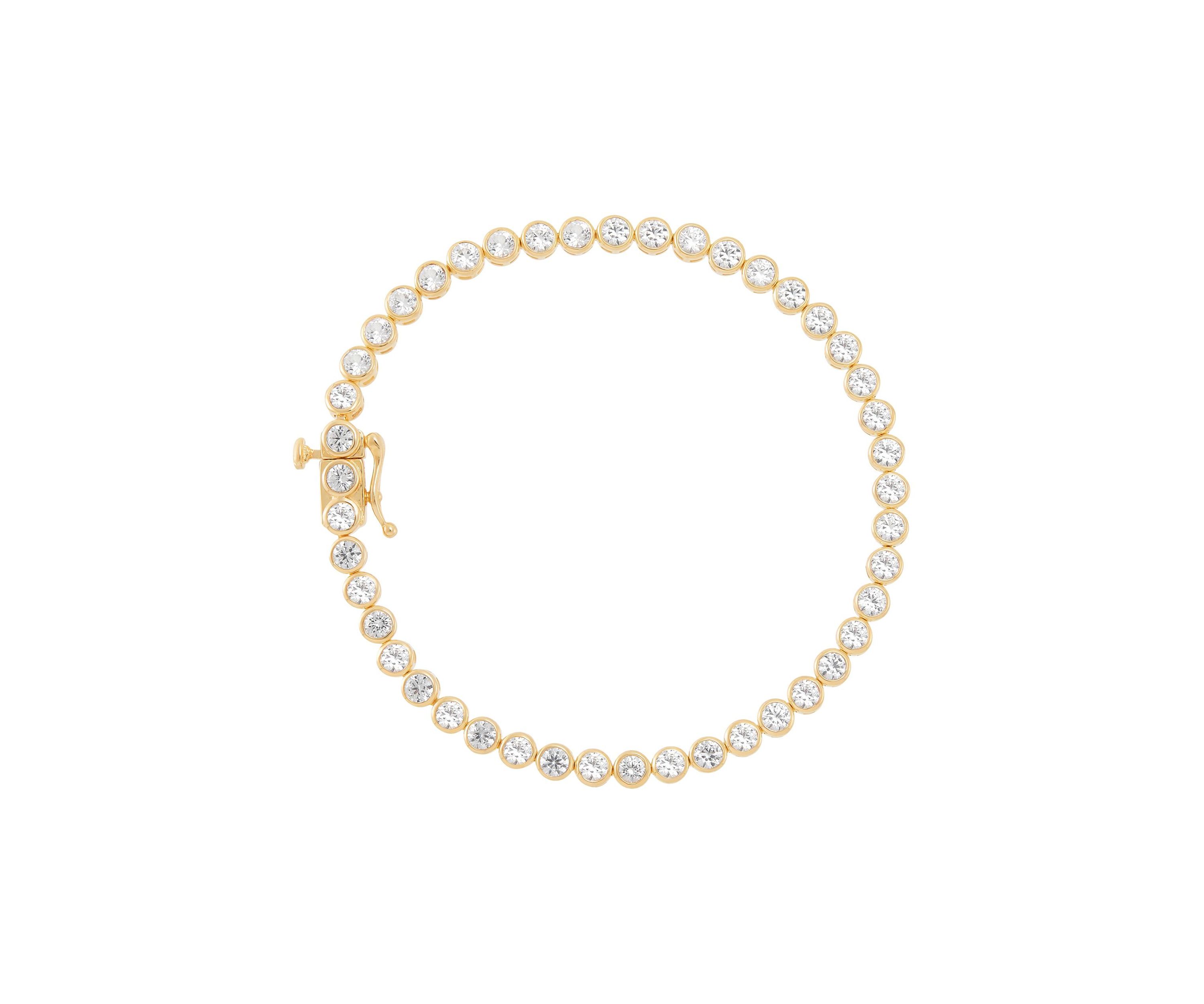 Lab Grown White Sapphire Tennis Bracelet in Gold Over Sterling Silver