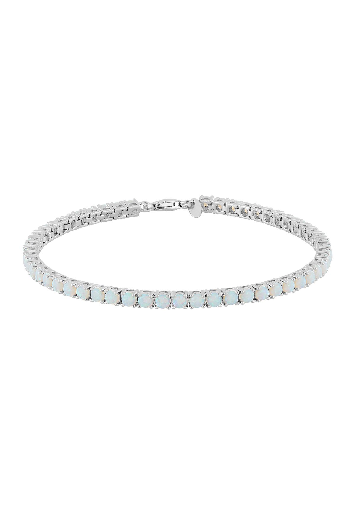 Sterling Silver 3 Millimeter Lab Created Opal Bracelet
