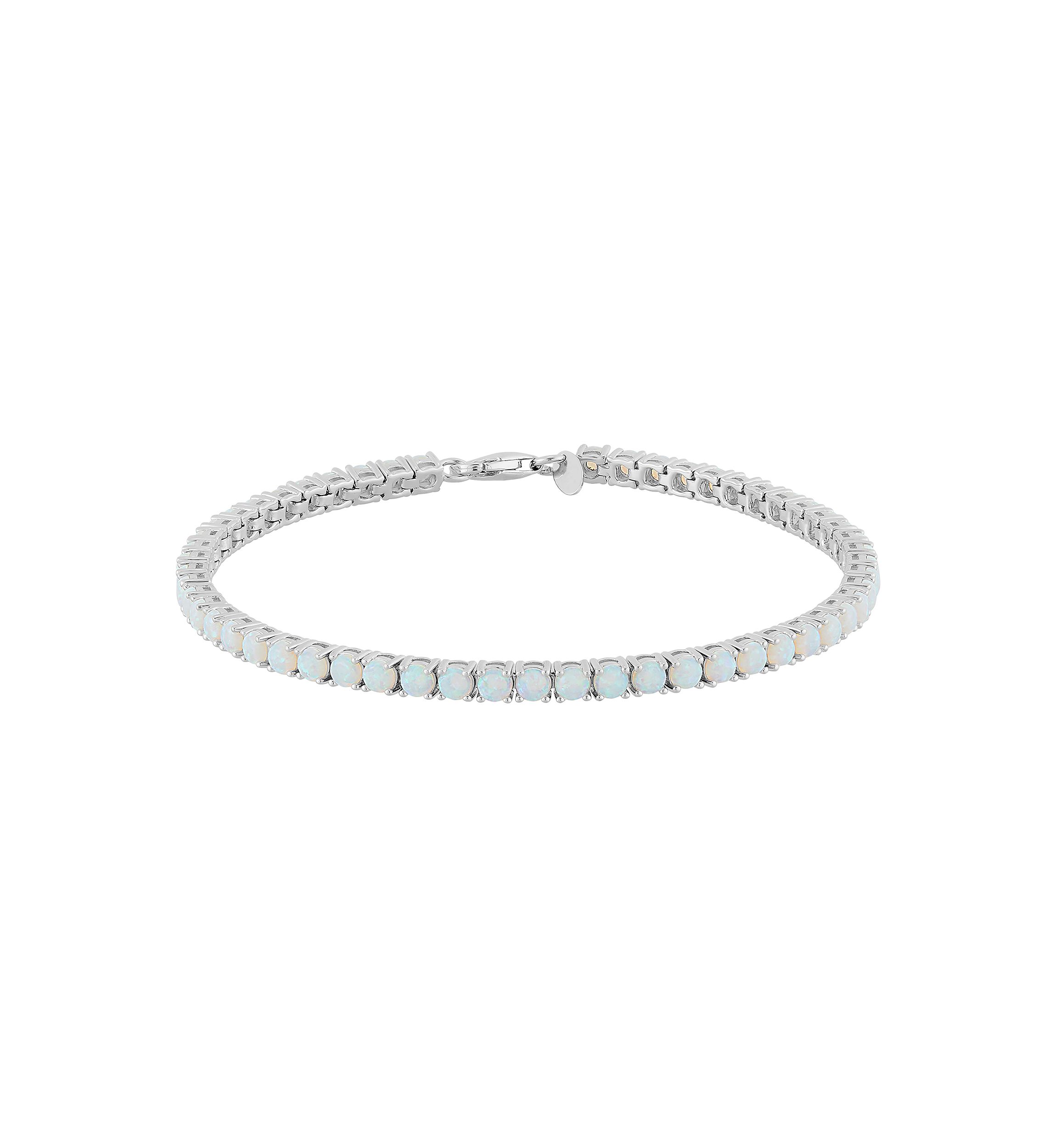 Sterling Silver 3 Millimeter Lab Created Opal Bracelet