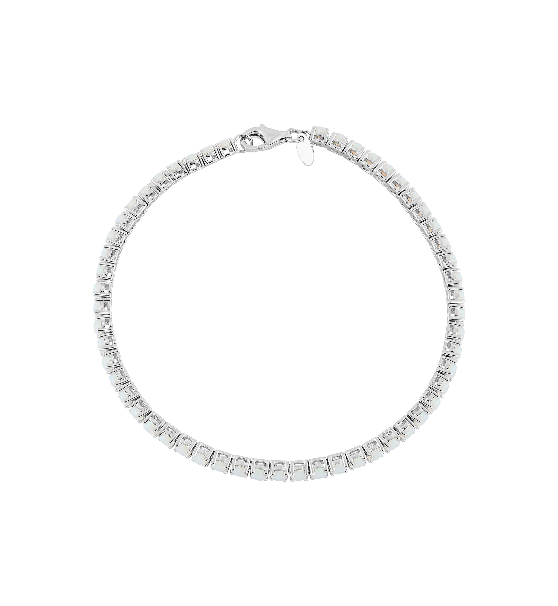 Sterling Silver 3 Millimeter Lab Created Opal Bracelet