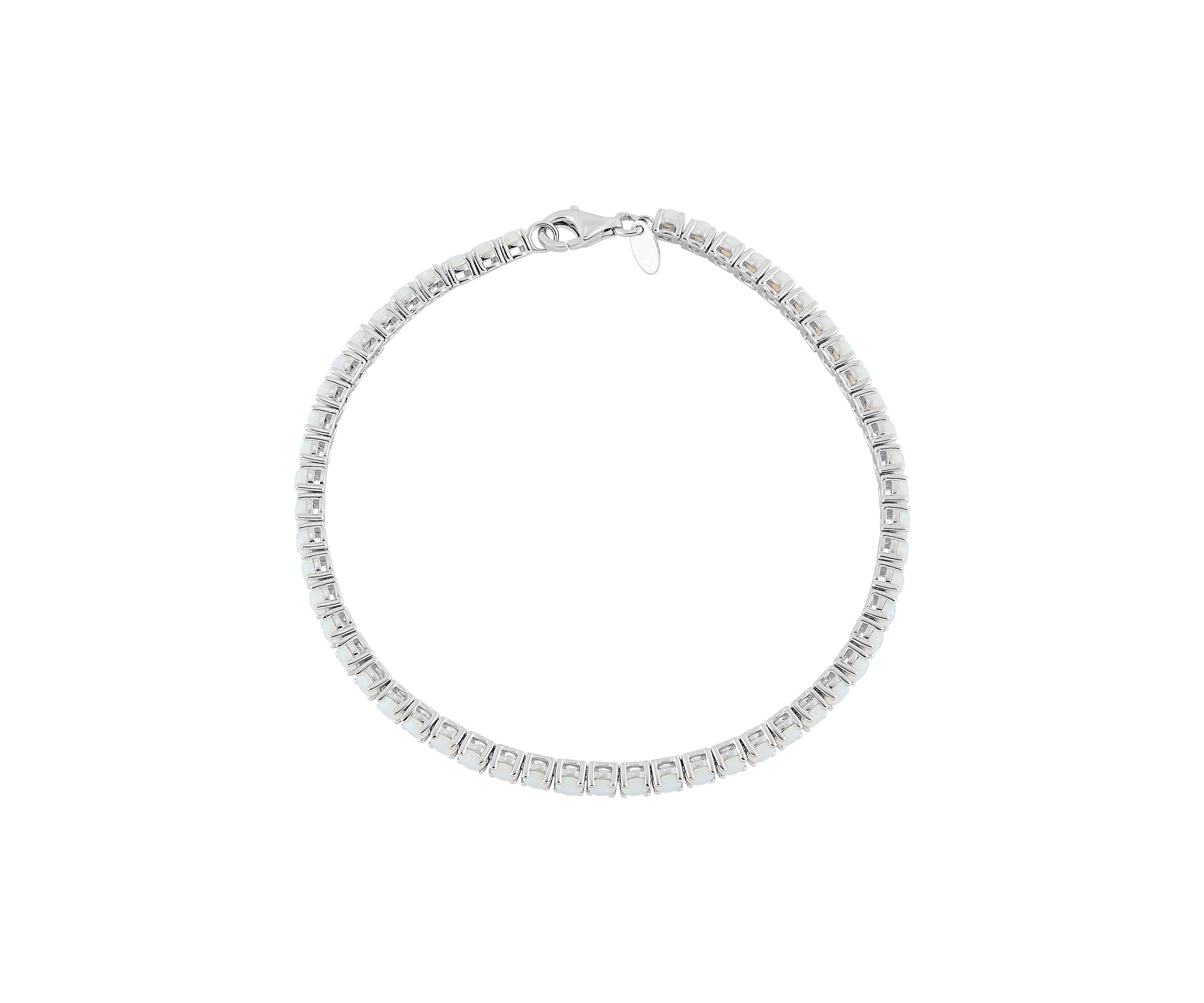 Sterling Silver 3 Millimeter Lab Created Opal Bracelet