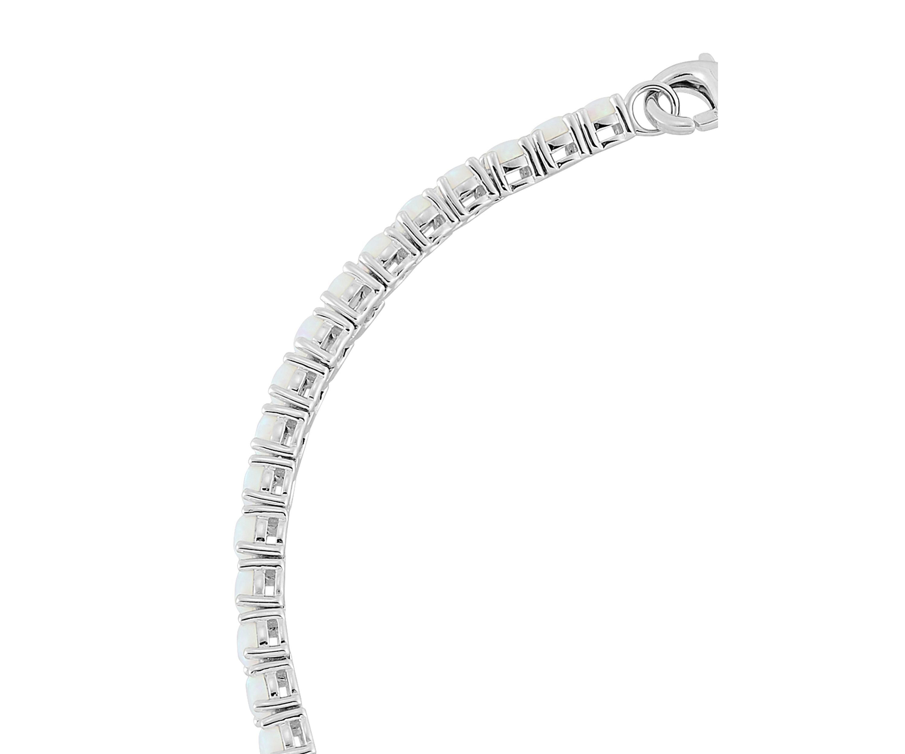 Sterling Silver 3 Millimeter Lab Created Opal Bracelet