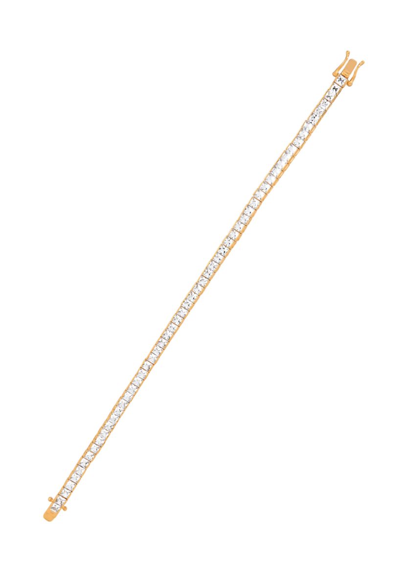 10.43 ct. t.w. Lab Grown White Sapphire Tennis Bracelet in Gold Over Silver 