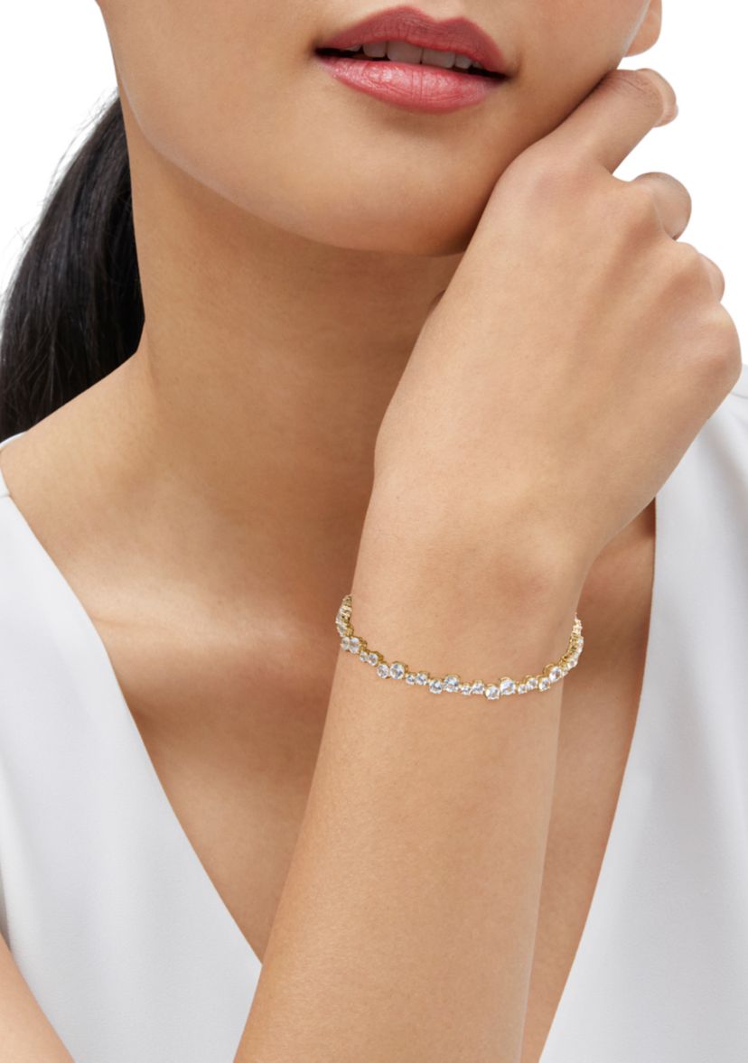 9.92 ct. t.w. Lab Grown White Sapphire Tennis Bracelet in Gold Over Silver 