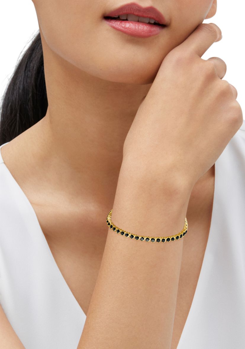 6.58 ct. t.w. Onyx Tennis Bracelet in Gold Over Silver 