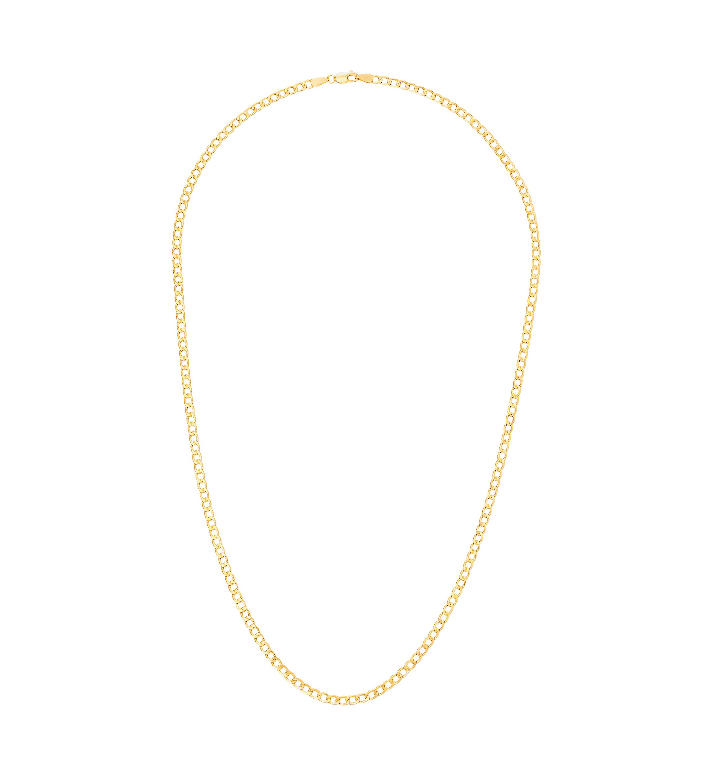 3.2 Millimeter Hollow Light Curb Chain in 10K Yellow Gold