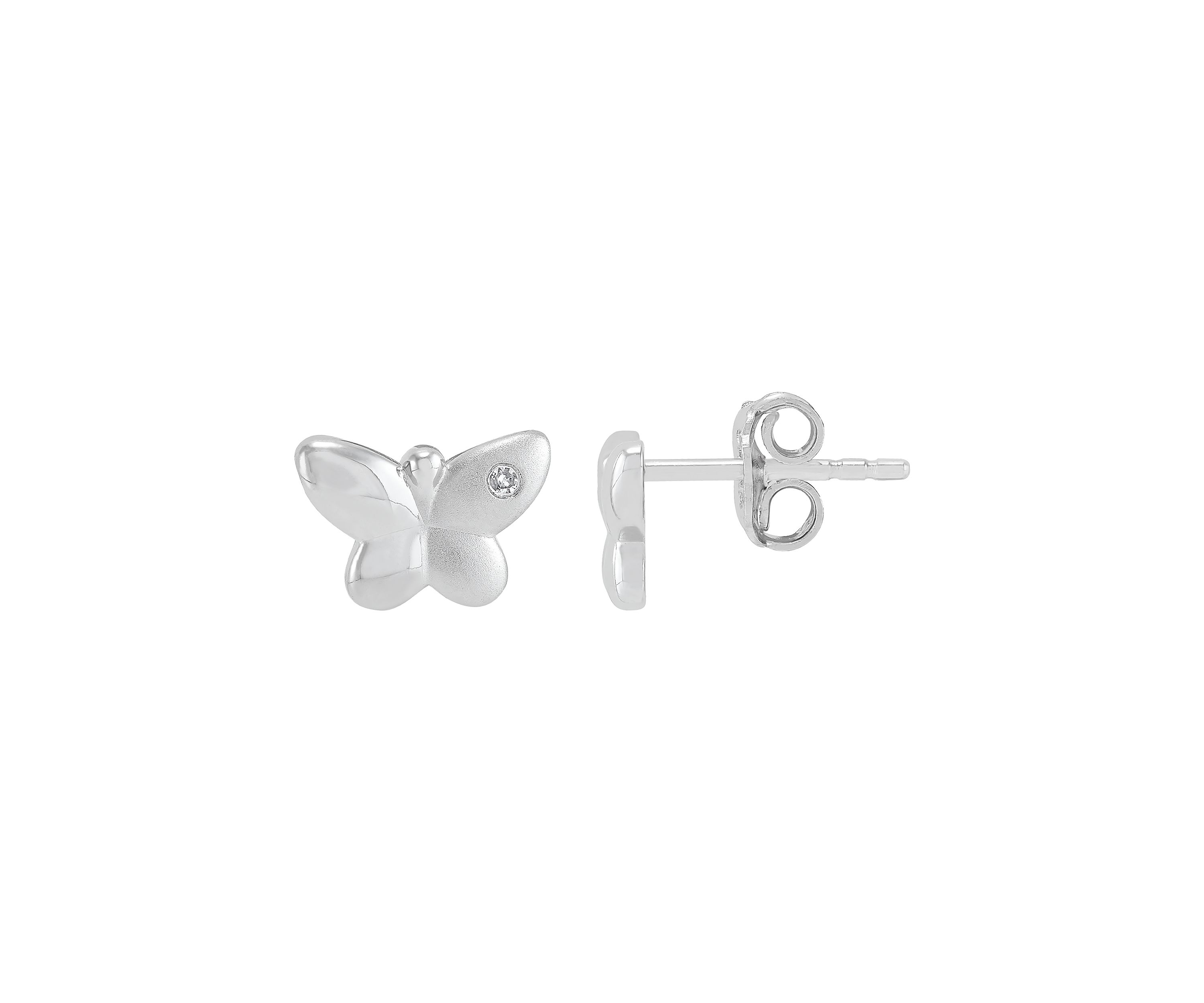1/10 ct. t.w. Diamond Butterfly Stud Earrings in Sterling Silver