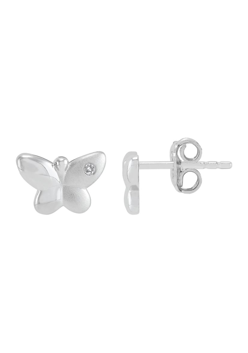 1/10 ct. t.w. Diamond Butterfly Stud Earrings in Sterling Silver