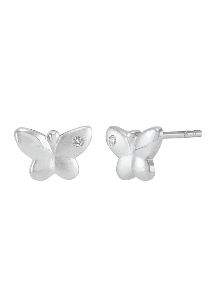 1/10 ct. t.w. Diamond Butterfly Stud Earrings in Sterling Silver