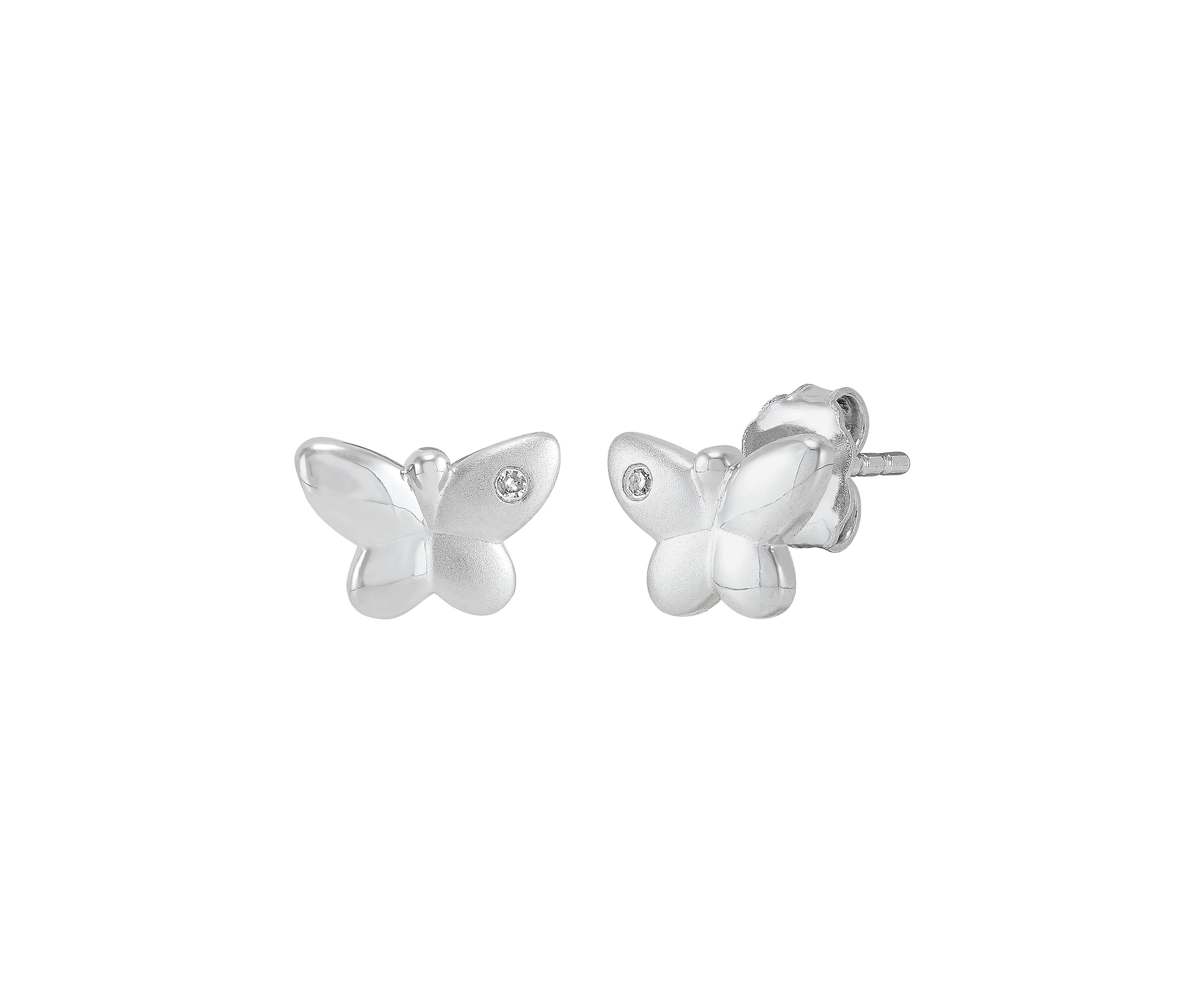 1/10 ct. t.w. Diamond Butterfly Stud Earrings in Sterling Silver