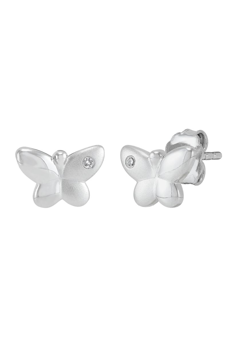1/10 ct. t.w. Diamond Butterfly Stud Earrings in Sterling Silver
