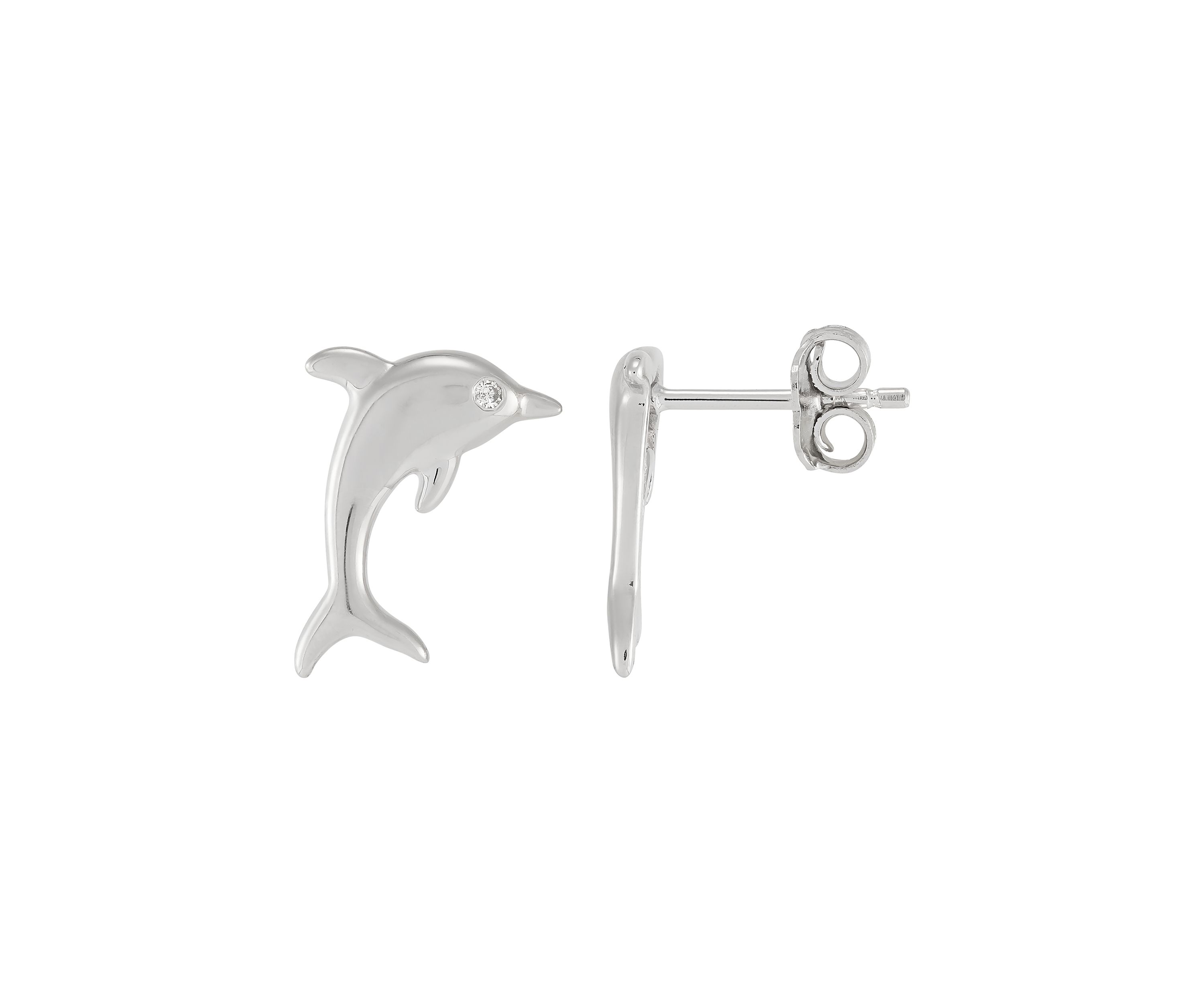  1/10 ct. t.w. Diamond Dolphin Stud Earrings in Sterling Silver