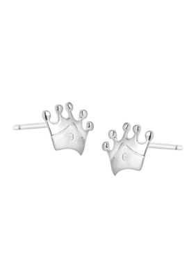 Belk & Co Girls Diamond Accent Crown Earrings in Sterling Silver