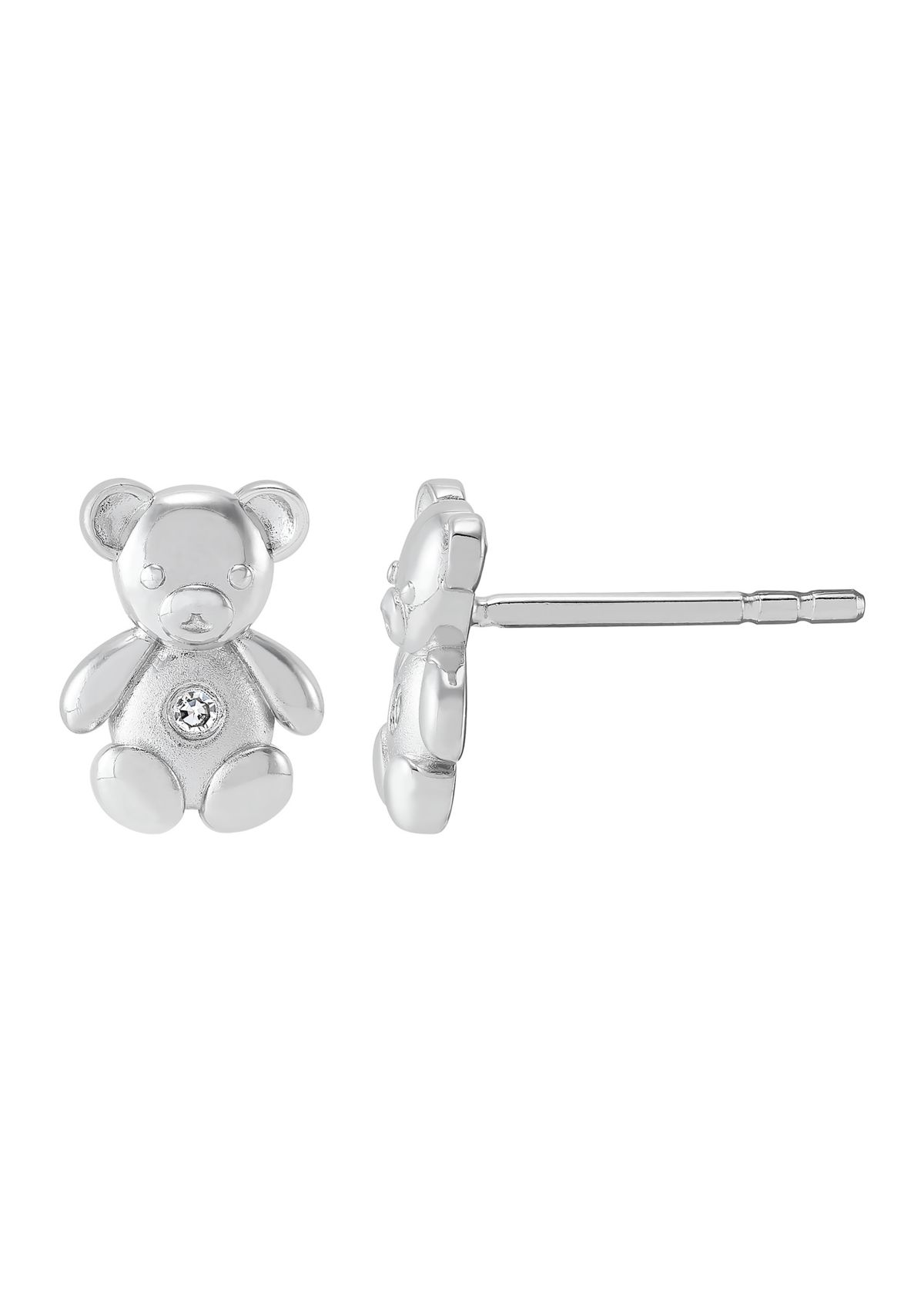 1/10 ct. t.w. Diamond Teddy Bear Stud Earrings in Sterling Silver