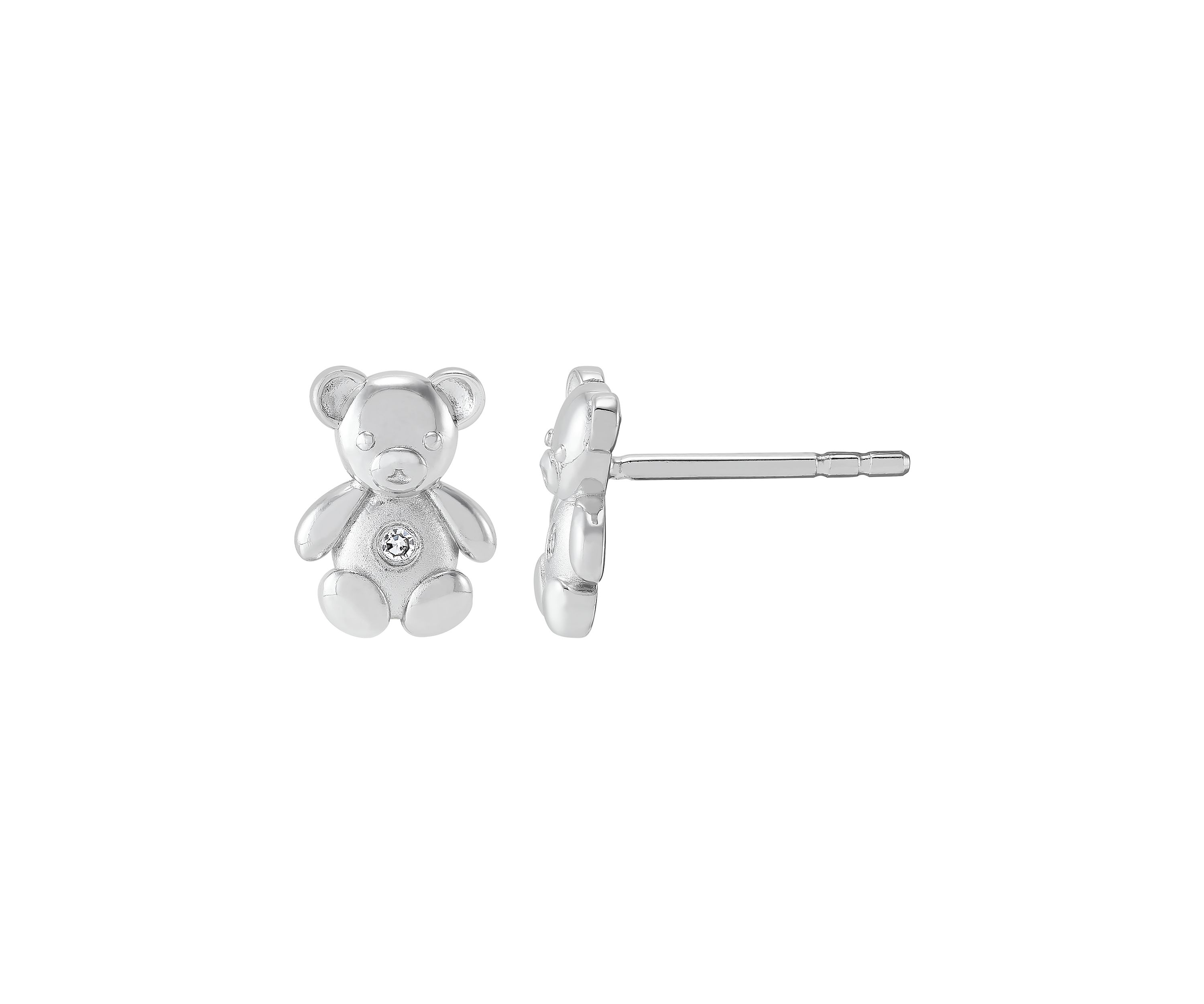 1/10 ct. t.w. Diamond Teddy Bear Stud Earrings in Sterling Silver