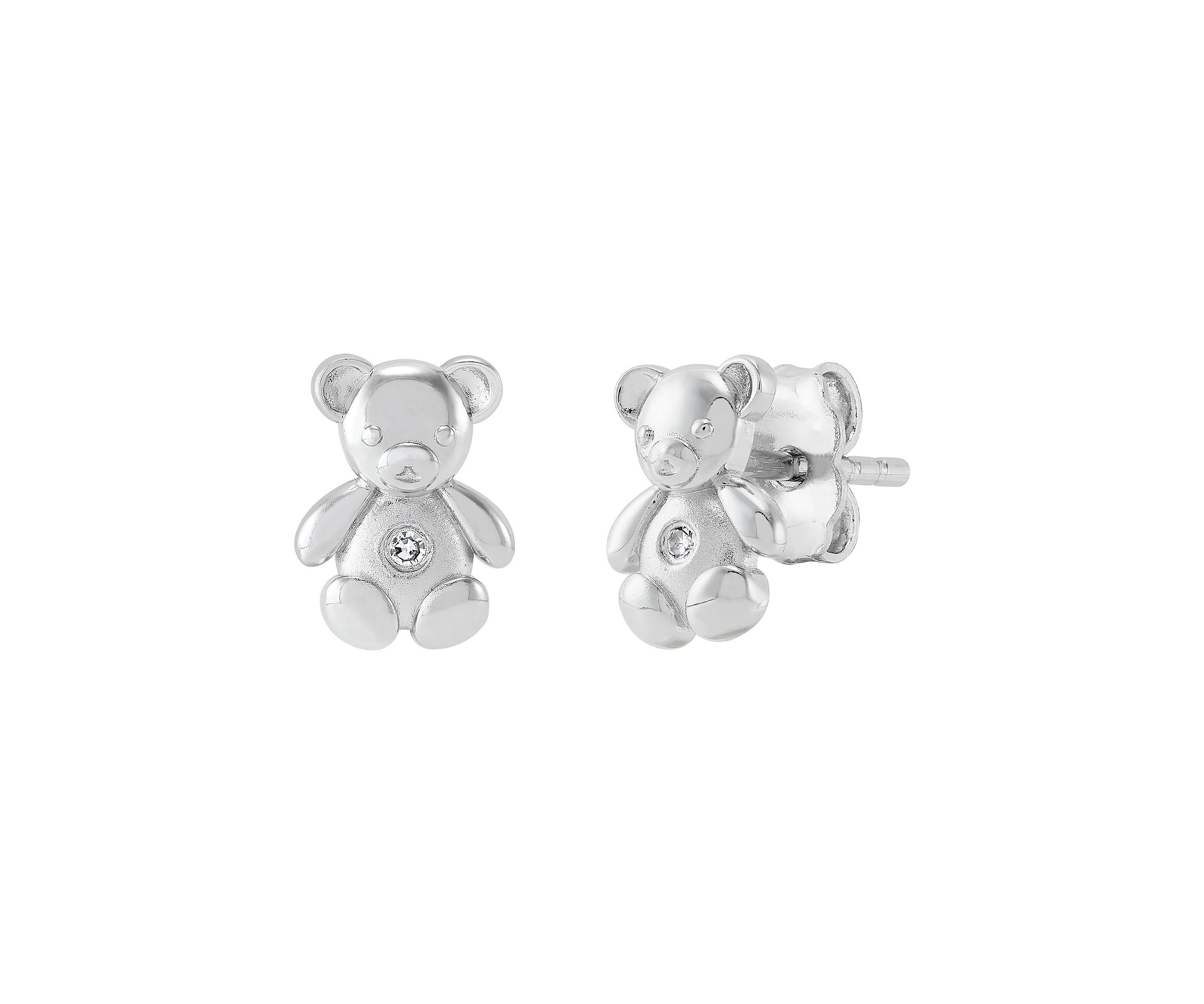 1/10 ct. t.w. Diamond Teddy Bear Stud Earrings in Sterling Silver