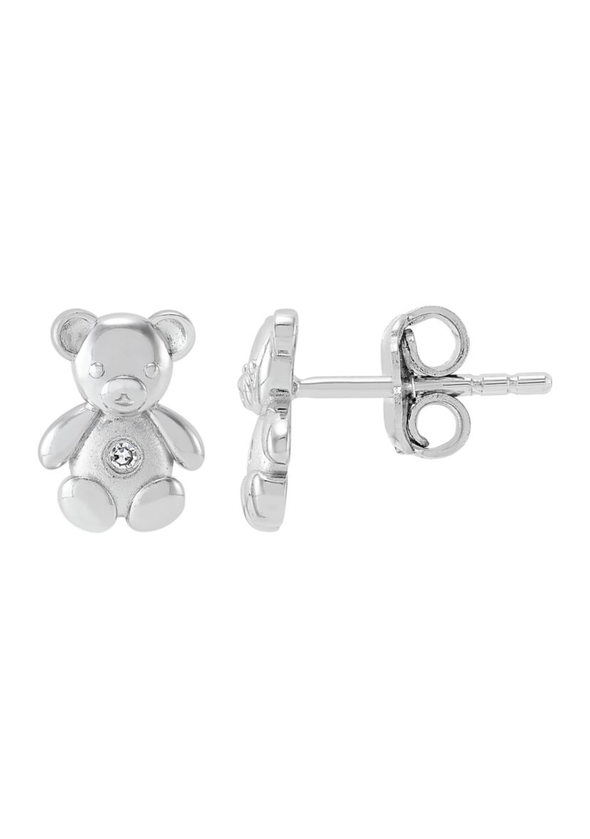 1/10 ct. t.w. Diamond Teddy Bear Stud Earrings in Sterling Silver