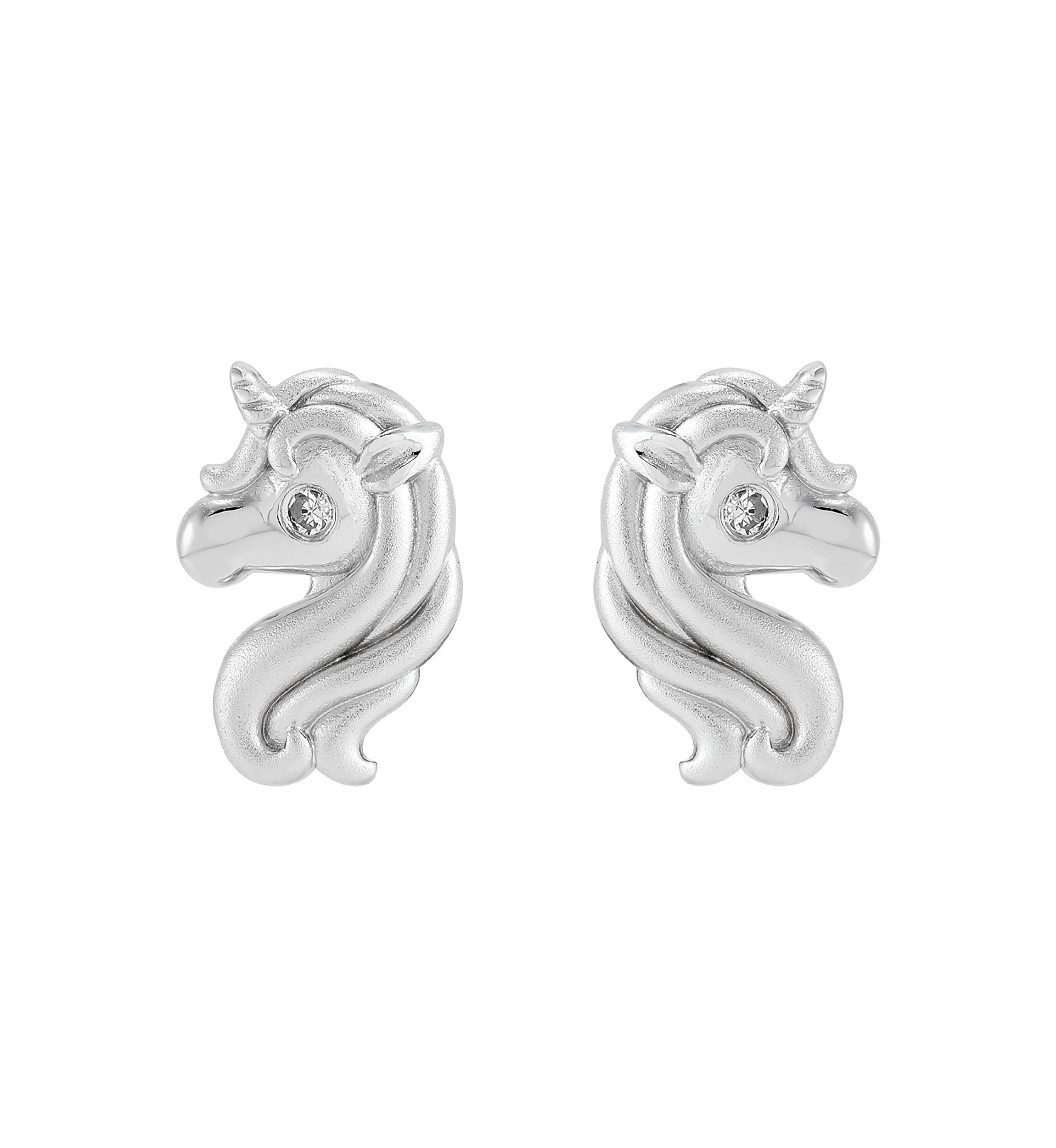 1/10 ct. t.w. Diamond Accent Unicorn Stud Earrings in Sterling Silver