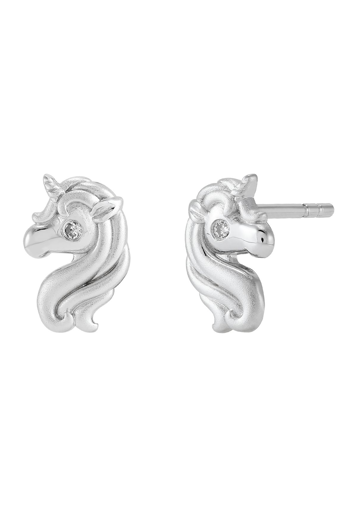 1/10 ct. t.w. Diamond Accent Unicorn Stud Earrings in Sterling Silver