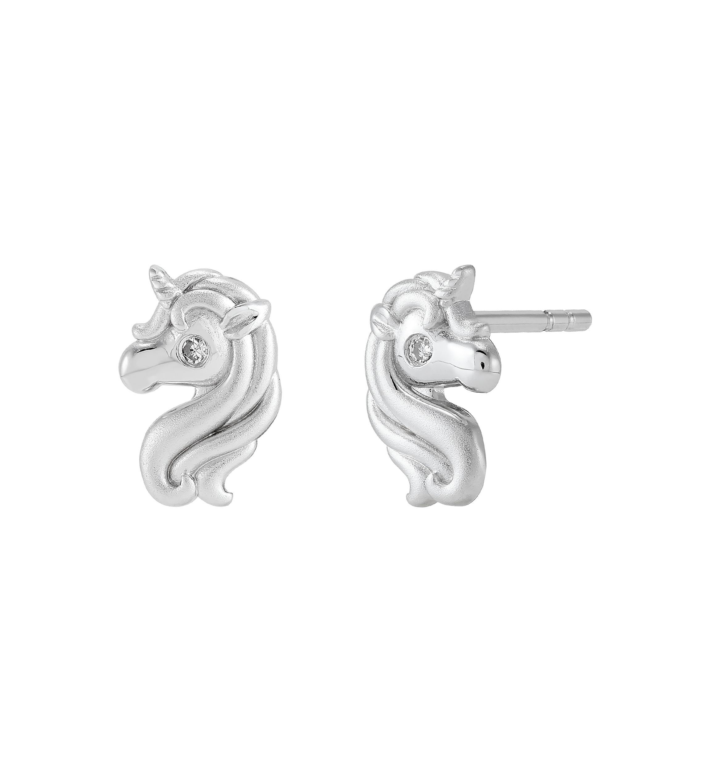 1/10 ct. t.w. Diamond Accent Unicorn Stud Earrings in Sterling Silver