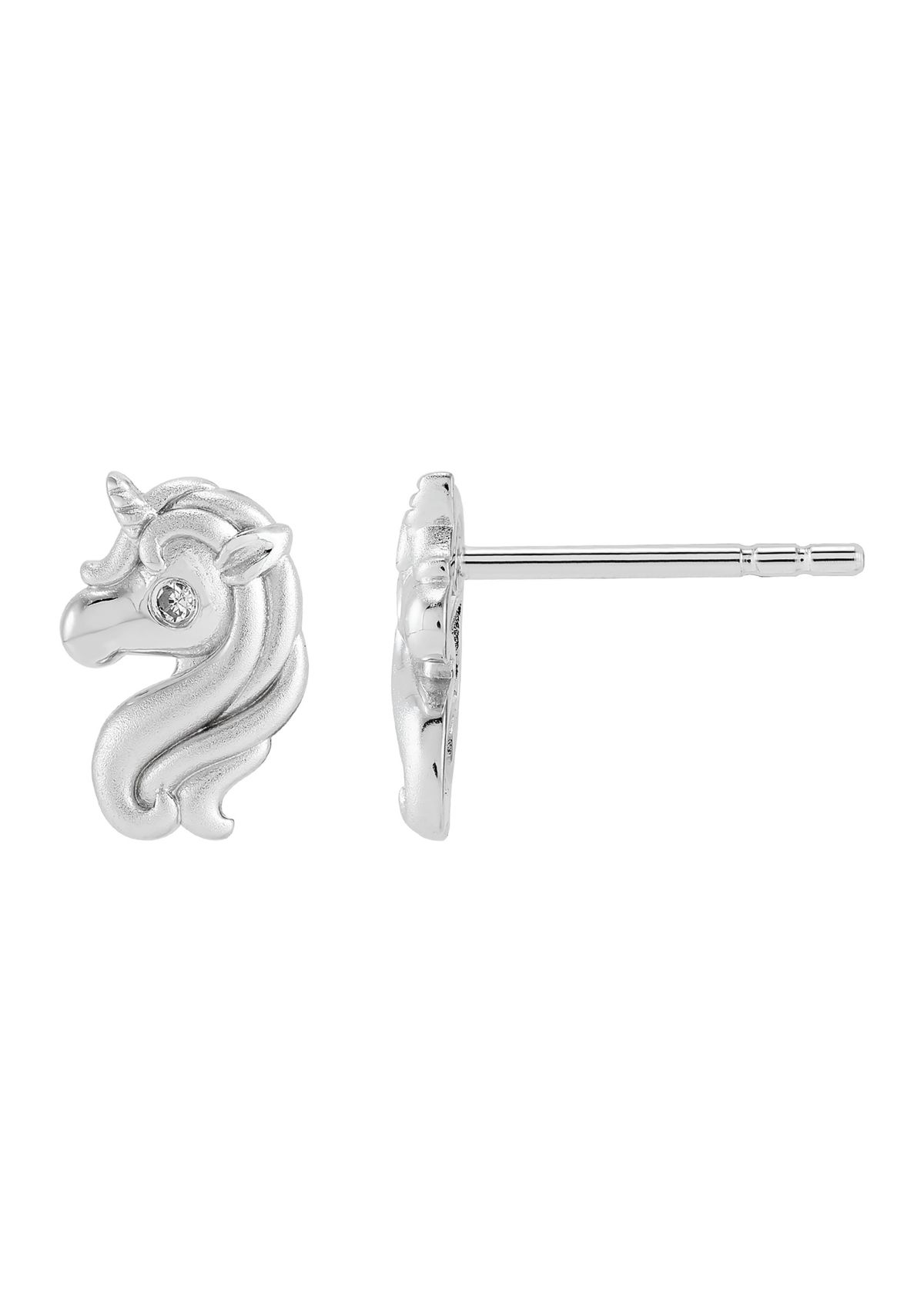 1/10 ct. t.w. Diamond Accent Unicorn Stud Earrings in Sterling Silver
