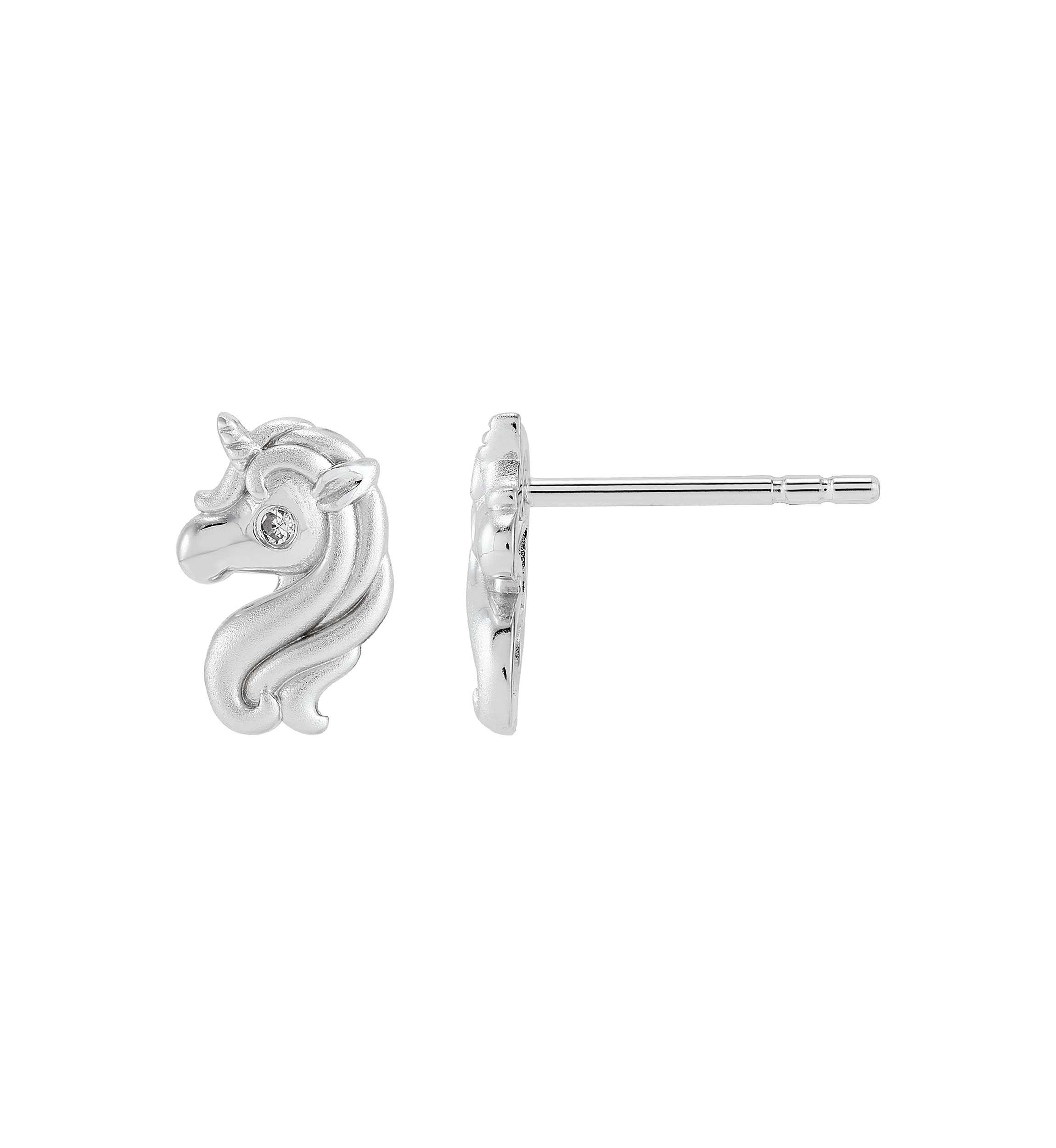 1/10 ct. t.w. Diamond Accent Unicorn Stud Earrings in Sterling Silver