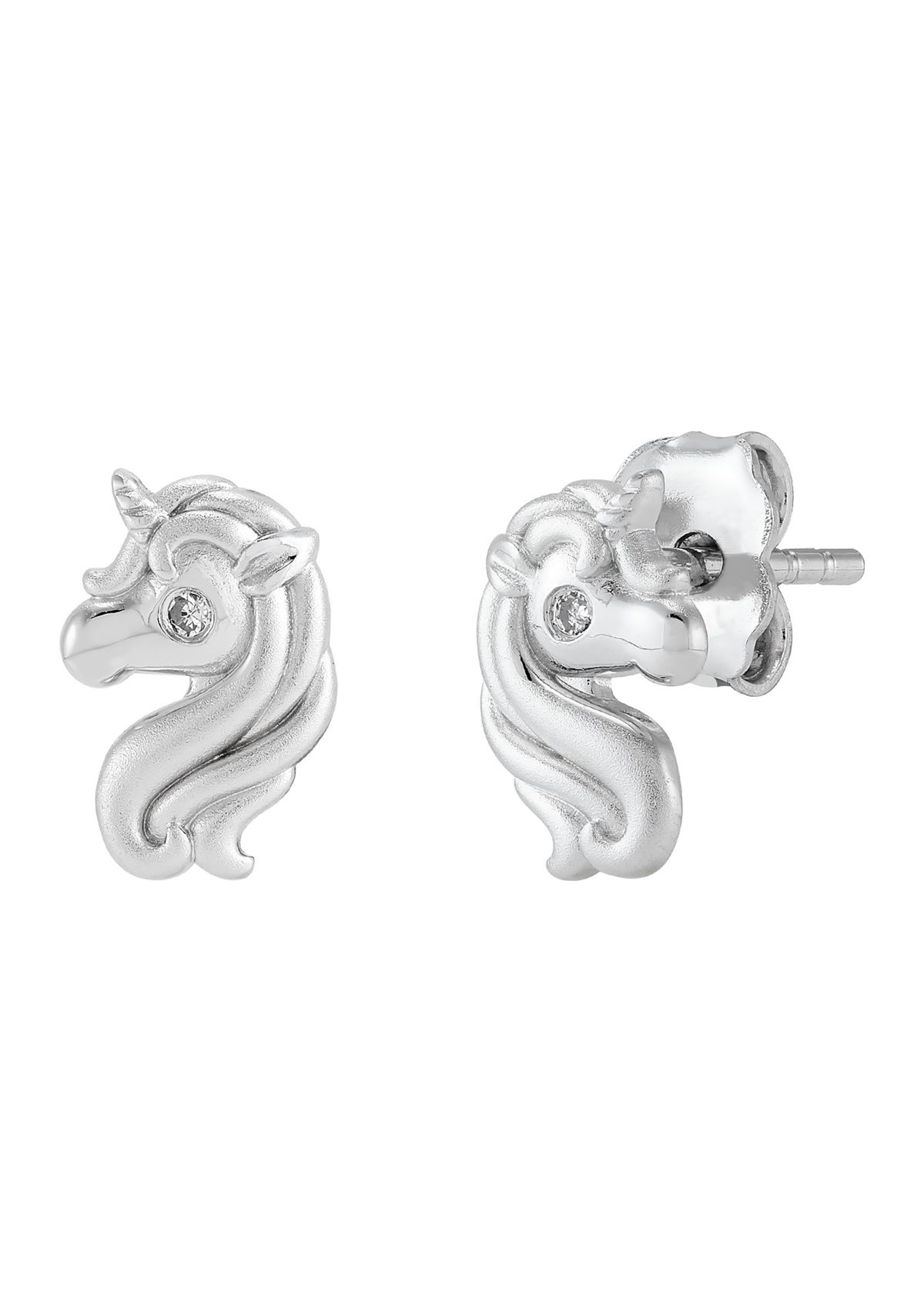 1/10 ct. t.w. Diamond Accent Unicorn Stud Earrings in Sterling Silver