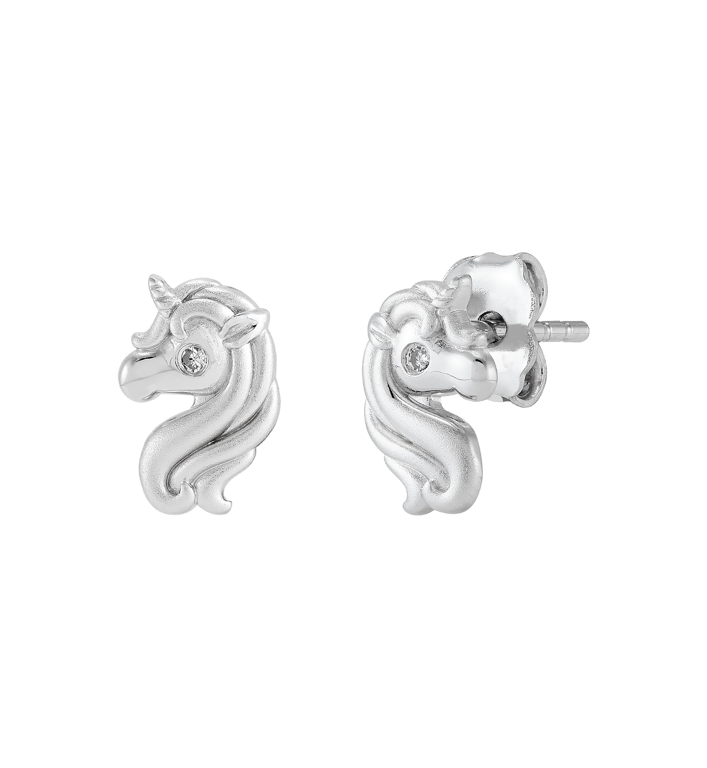 1/10 ct. t.w. Diamond Accent Unicorn Stud Earrings in Sterling Silver