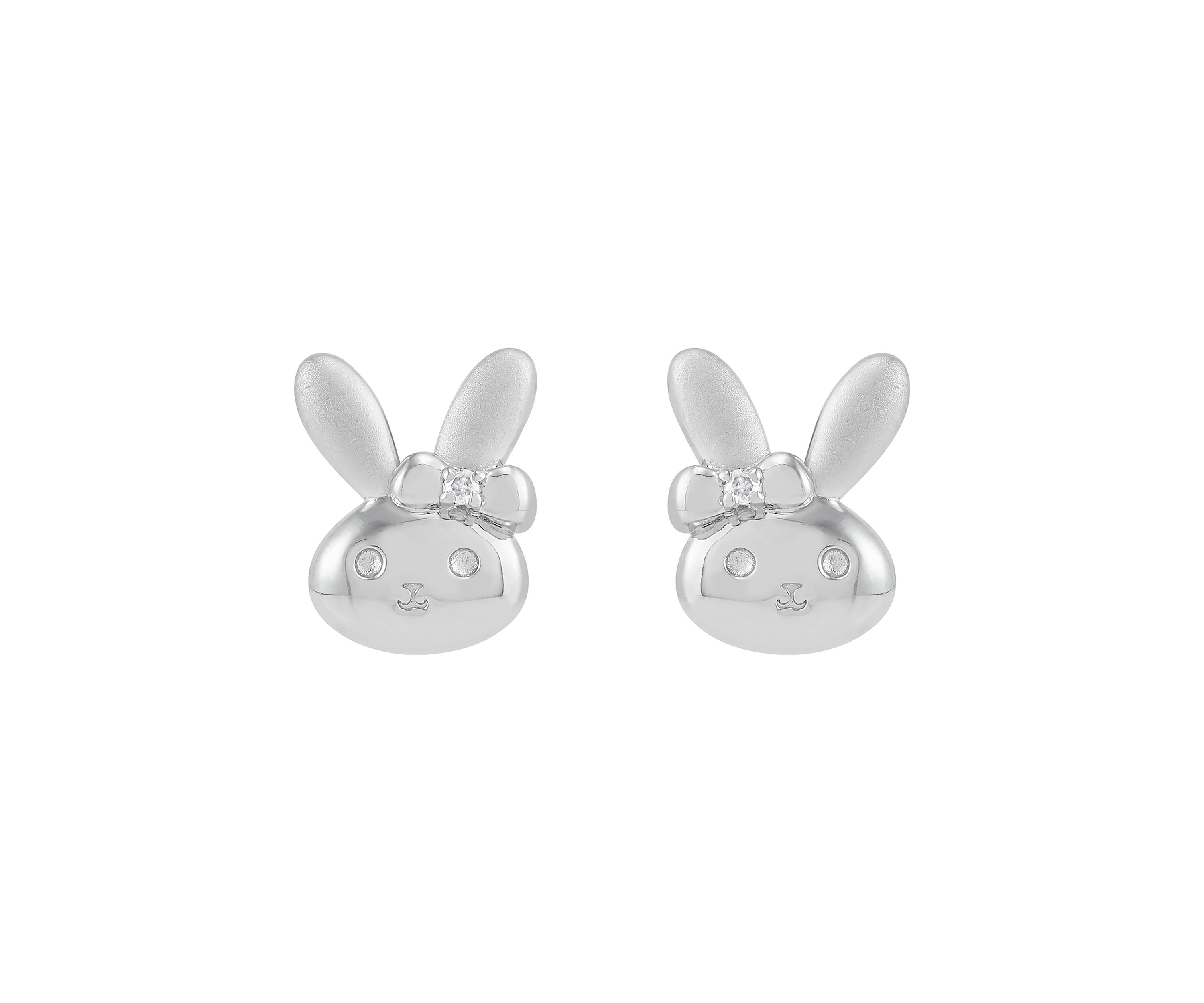 Girls 1/10 ct. t.w. Diamond Bunny Stud Earrings in Sterling Silver