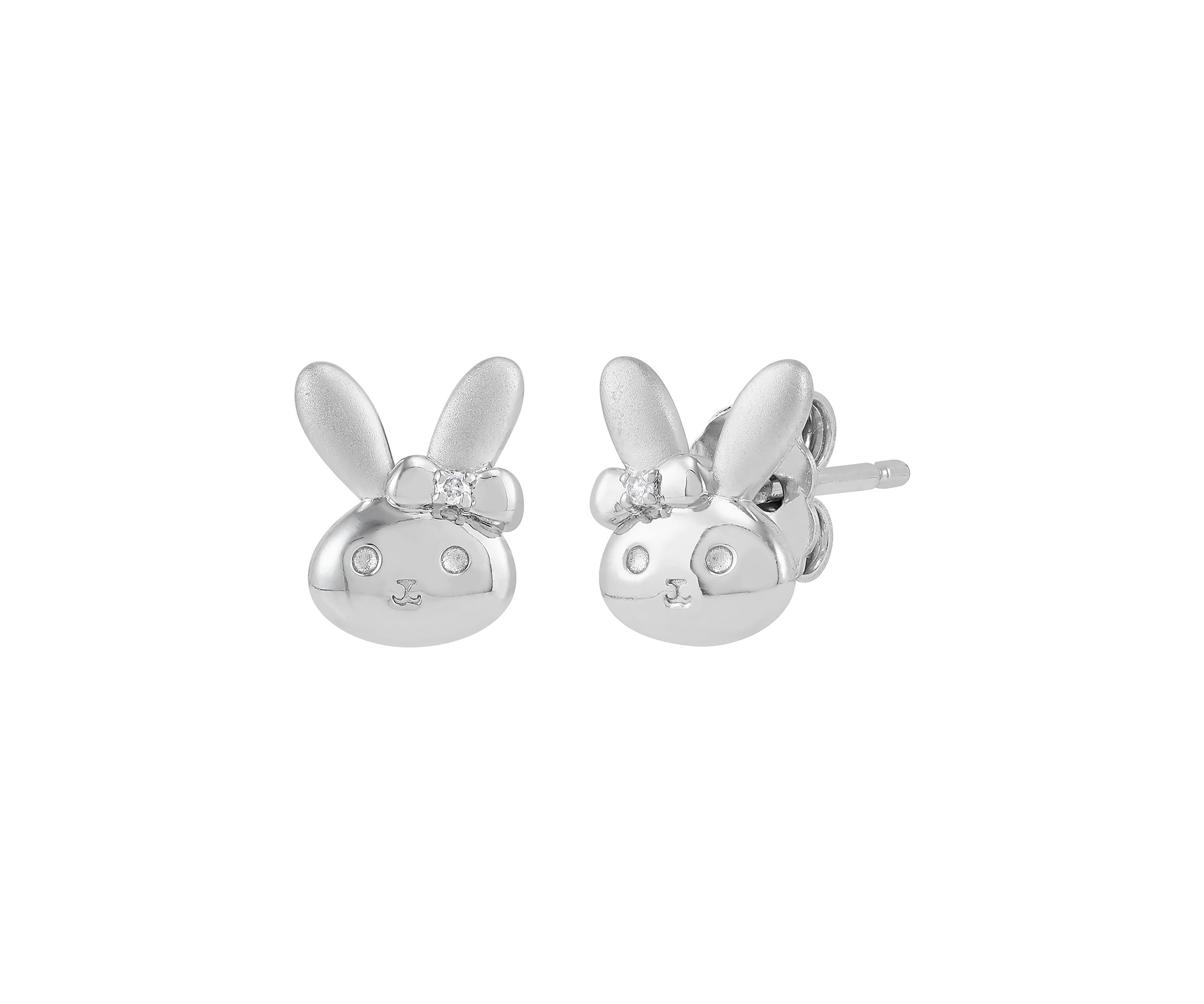 Girls 1/10 ct. t.w. Diamond Bunny Stud Earrings in Sterling Silver