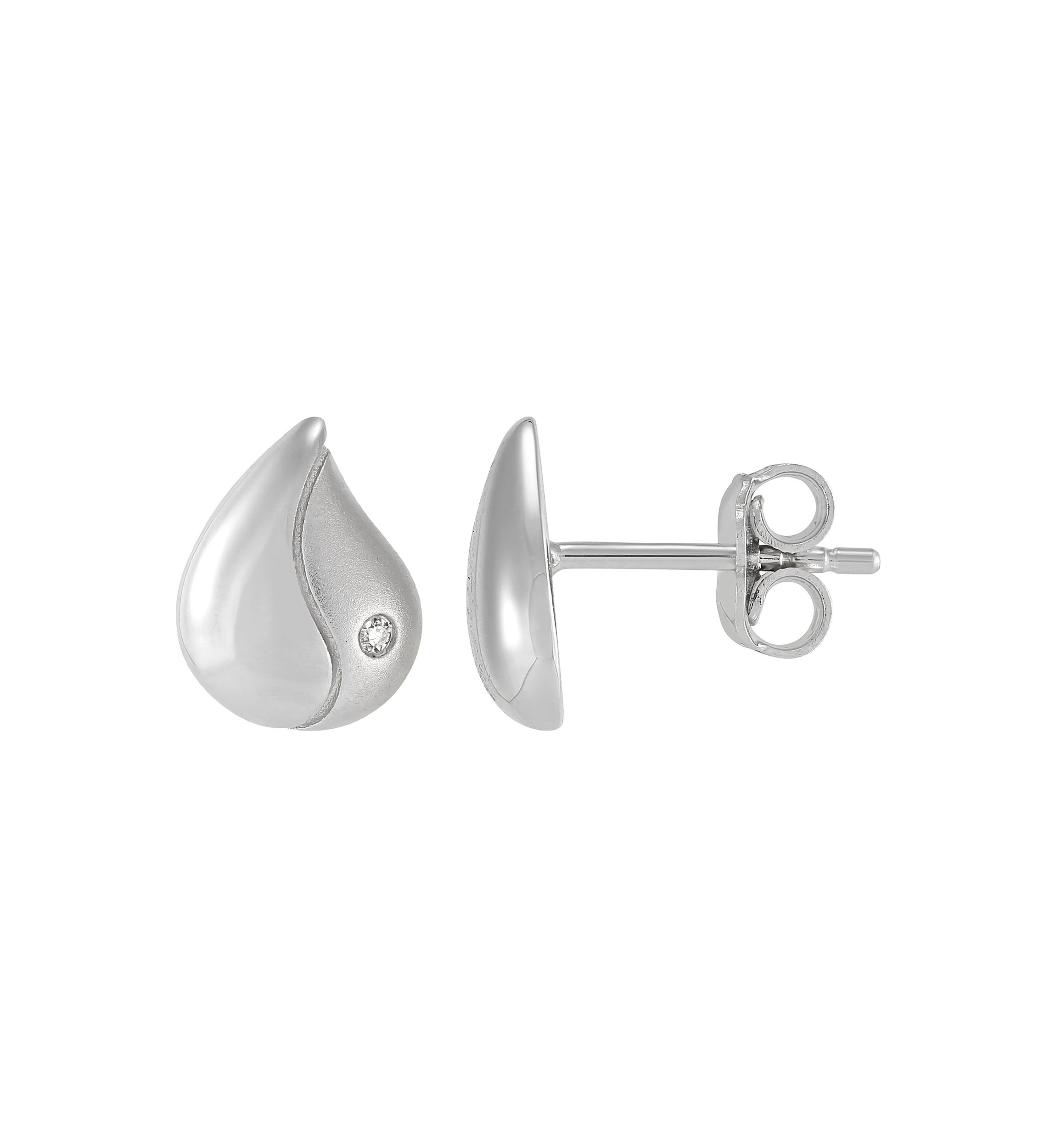  1/10 ct. t.w. Diamond  Wave Stud Earrings in Sterling Silver