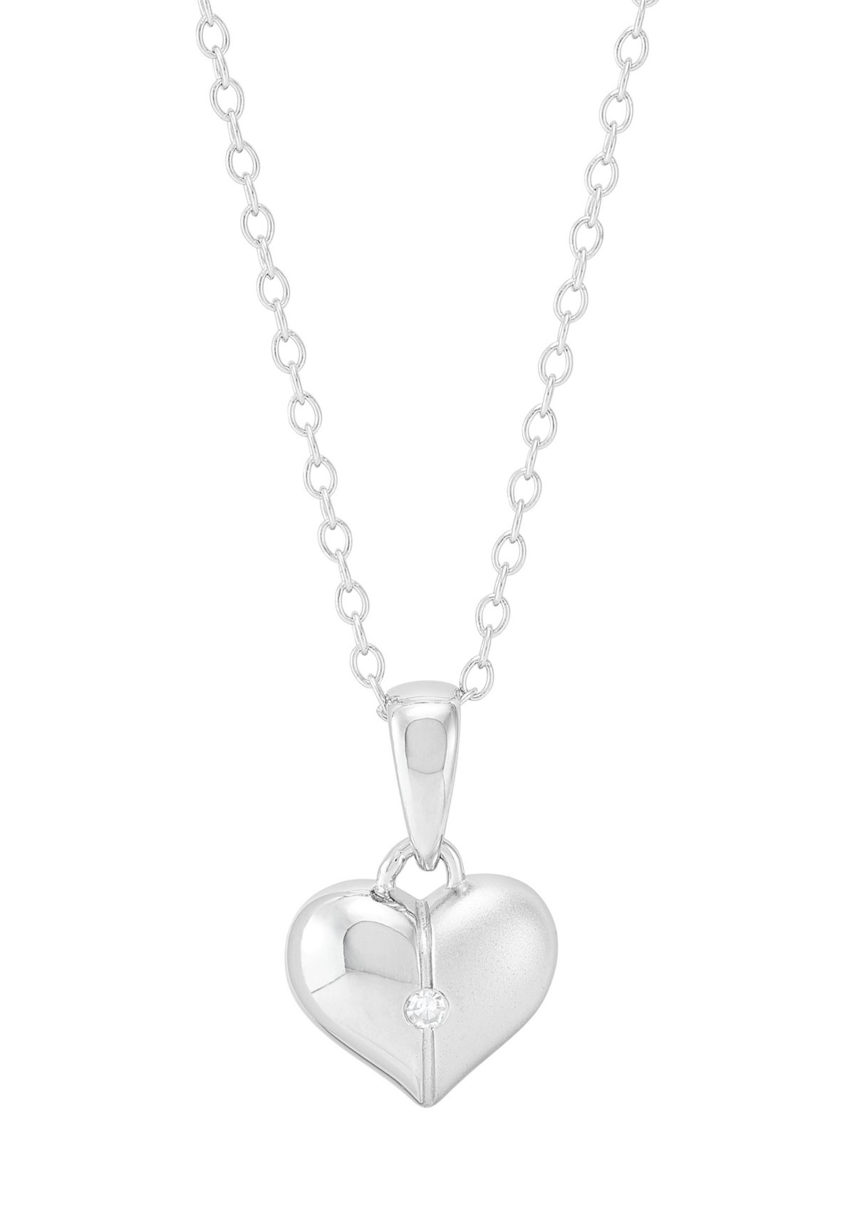 1/10 ct. t.w. Diamond Heart Pendant with 16" Cable Chain in Sterling Silver