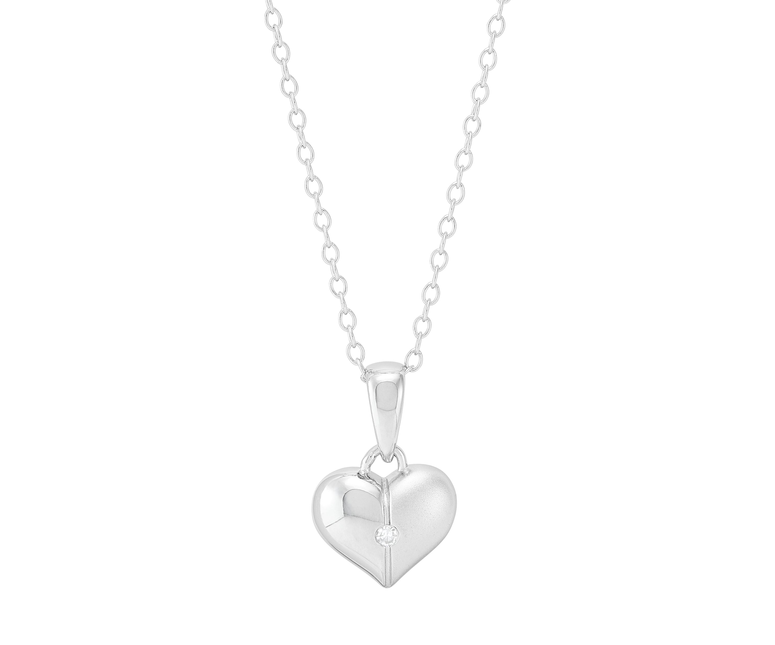 1/10 ct. t.w. Diamond Heart Pendant with 16" Cable Chain in Sterling Silver