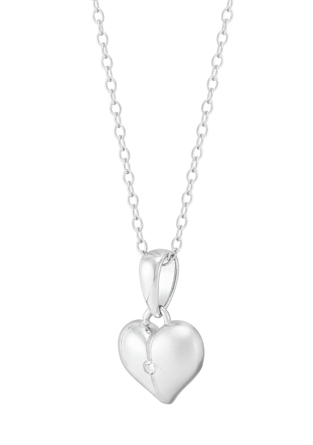 1/10 ct. t.w. Diamond Heart Pendant with 16" Cable Chain in Sterling Silver