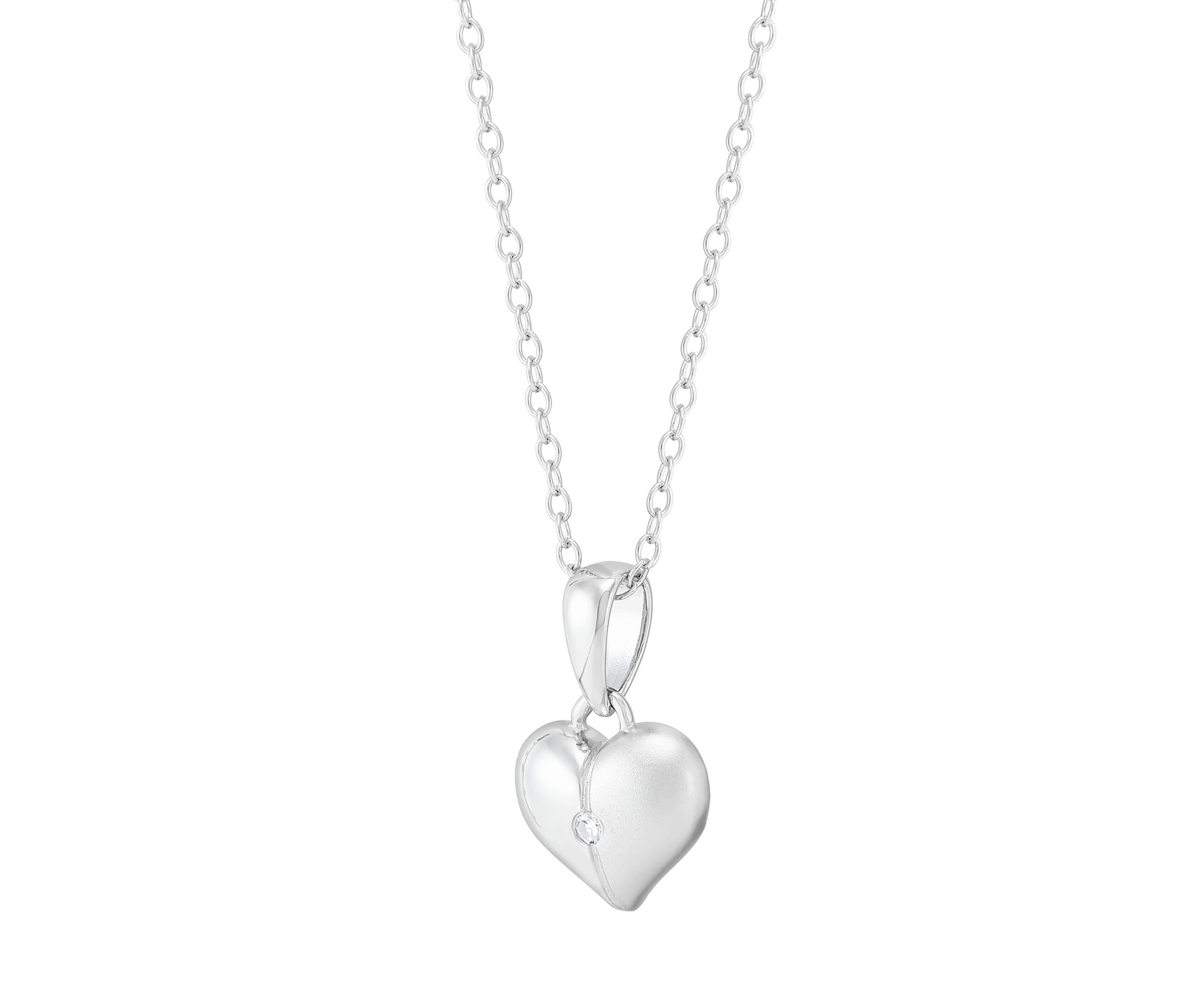 1/10 ct. t.w. Diamond Heart Pendant with 16" Cable Chain in Sterling Silver