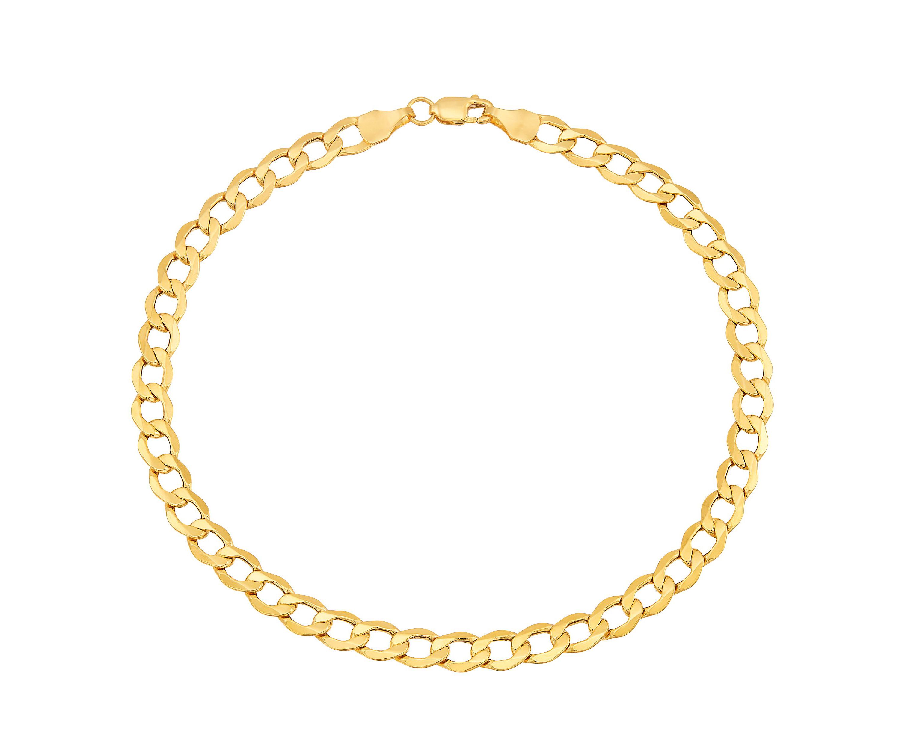 14K Yellow Gold 1.20mm Hollow Curb Chain Bracelet