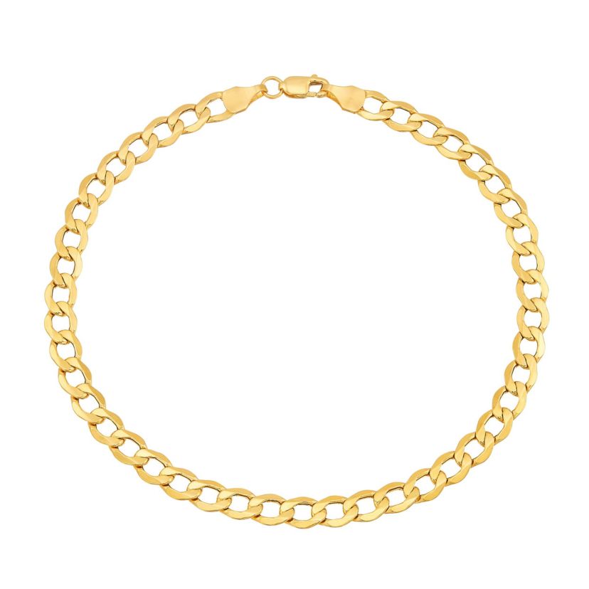 14K Yellow Gold 1.20mm Hollow Curb Chain Bracelet