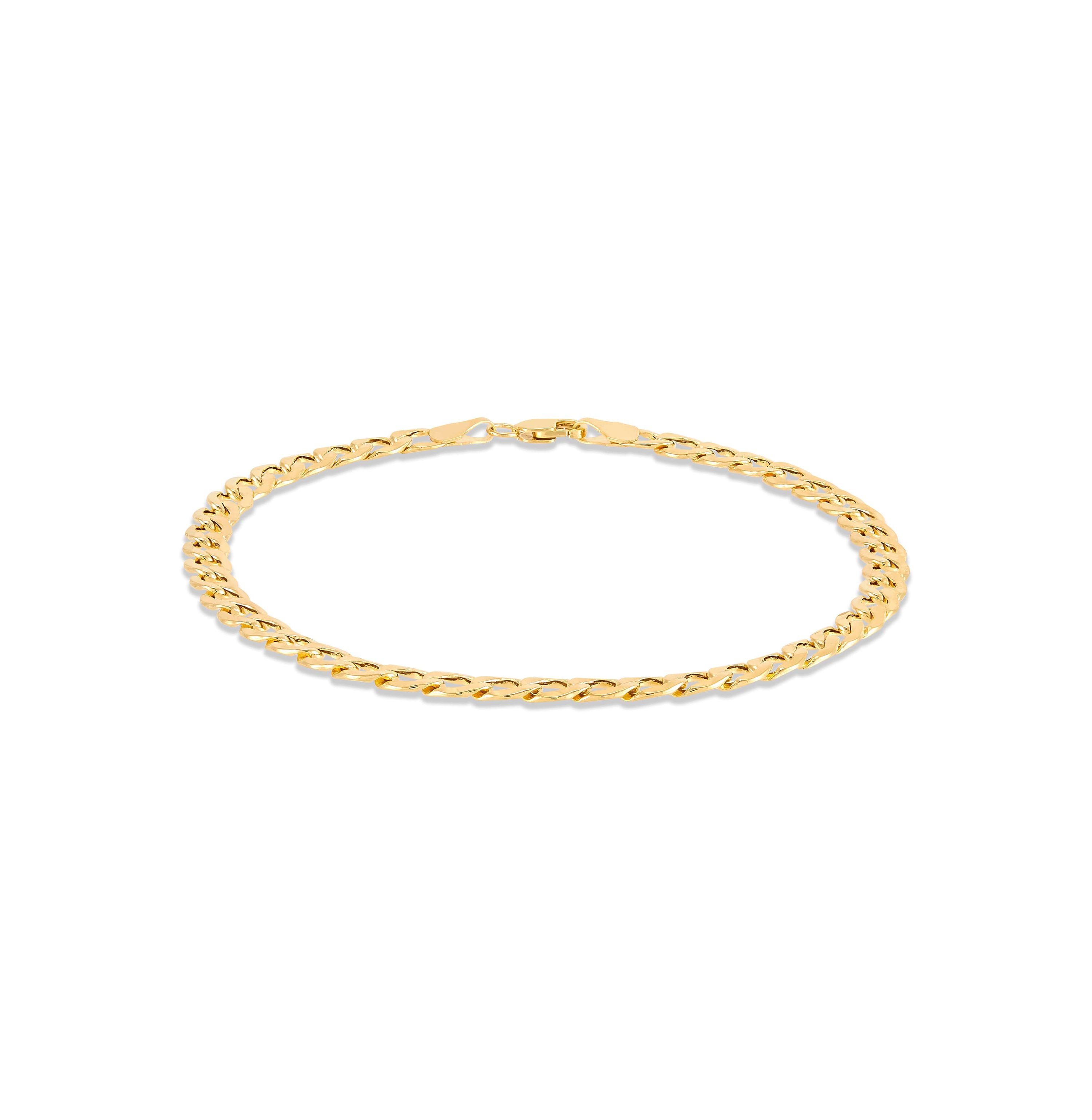 14K Yellow Gold 1.20mm Hollow Curb Chain Bracelet