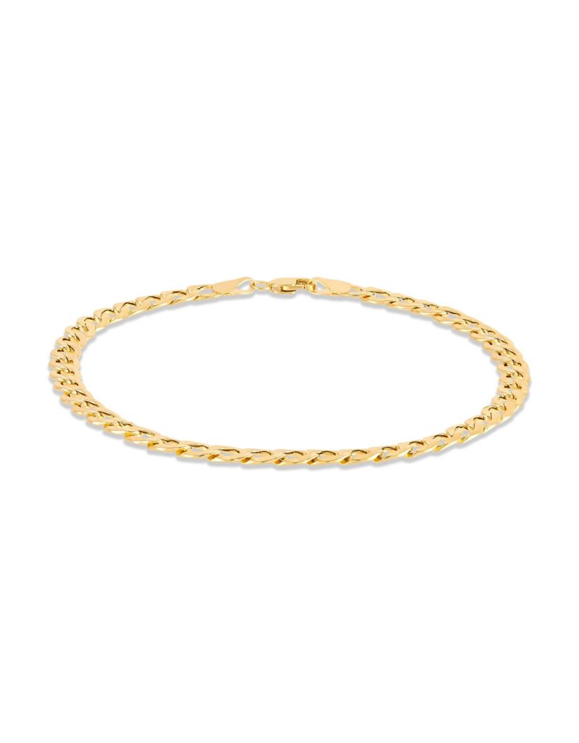 14K Yellow Gold 1.20mm Hollow Curb Chain Bracelet