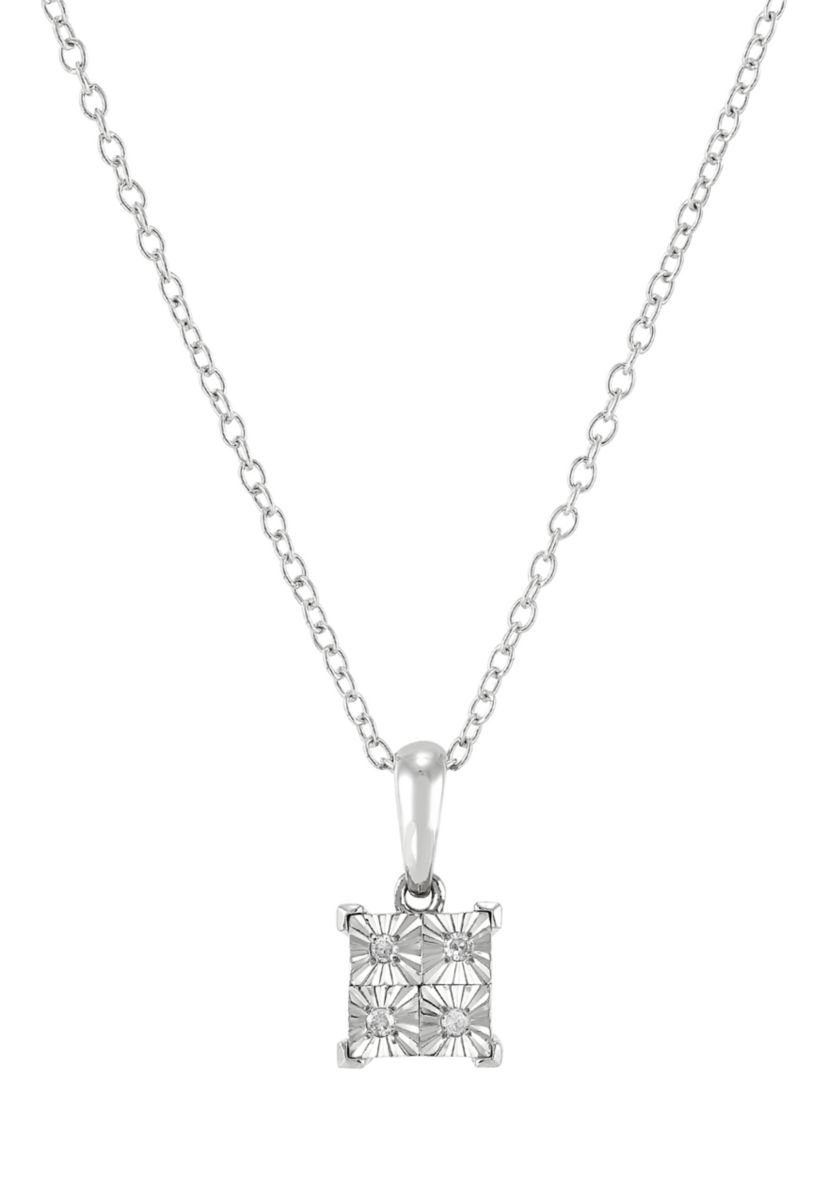 1/10 ct. t.w. Diamond Pendant with 18" Cable Chain and Stud Earrings Set in Sterling Silver 
