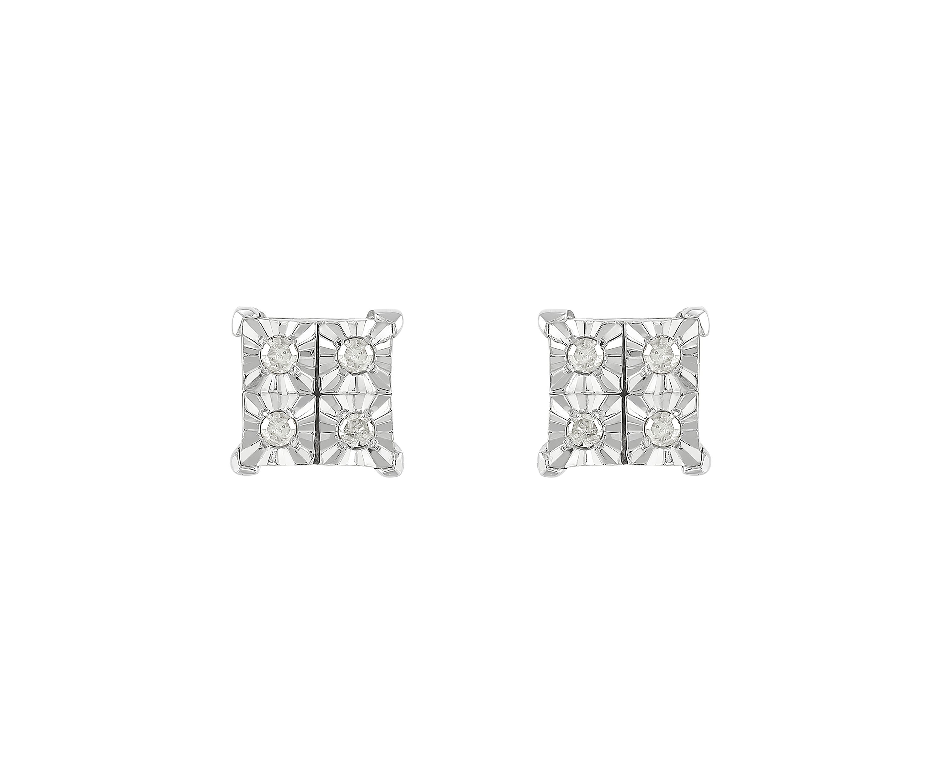 1/10 ct. t.w. Diamond Pendant with 18" Cable Chain and Stud Earrings Set in Sterling Silver 