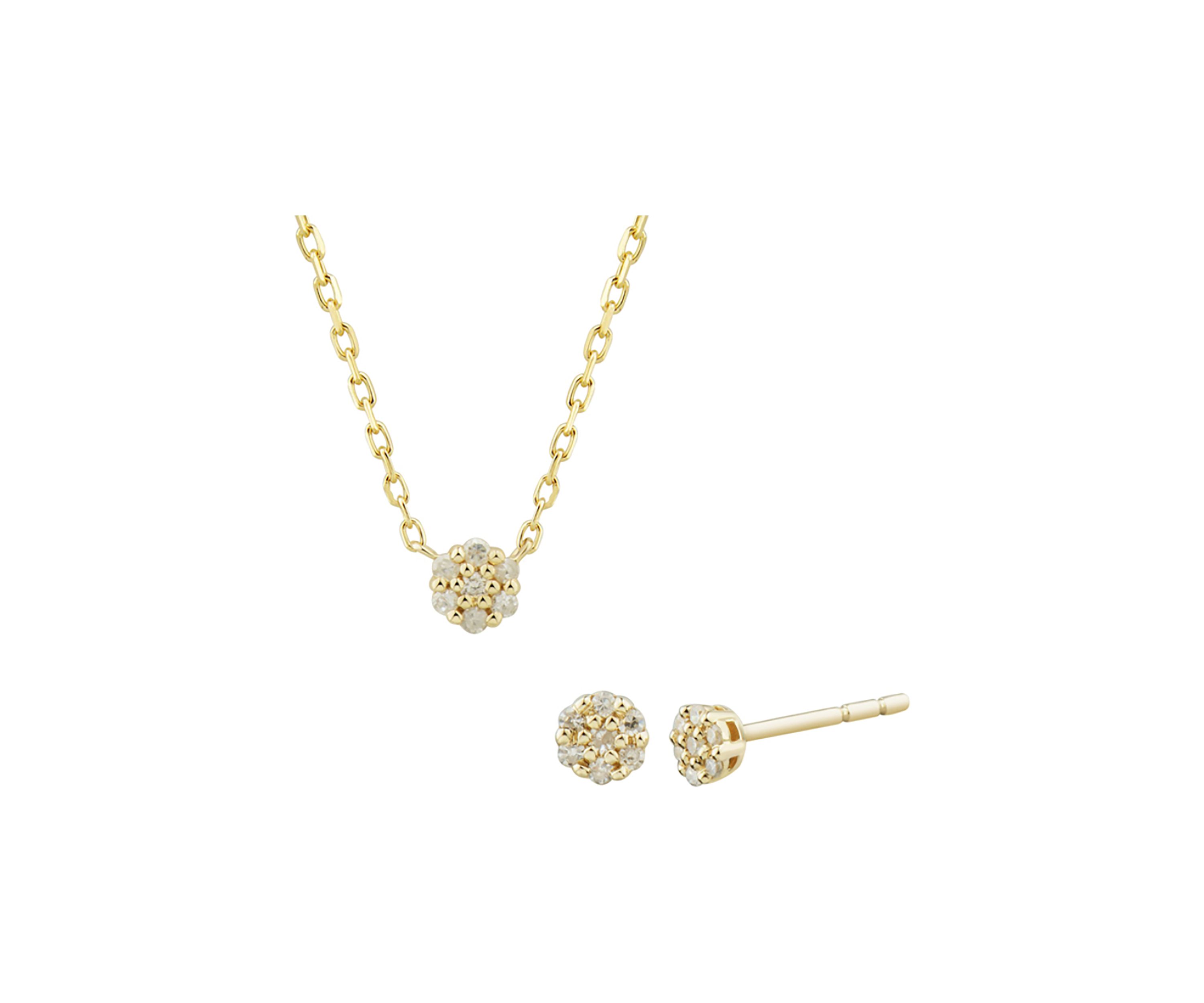 1/10 ct. t.w. Diamond Circle Earrings and Necklace Set in 10K Yellow Gold