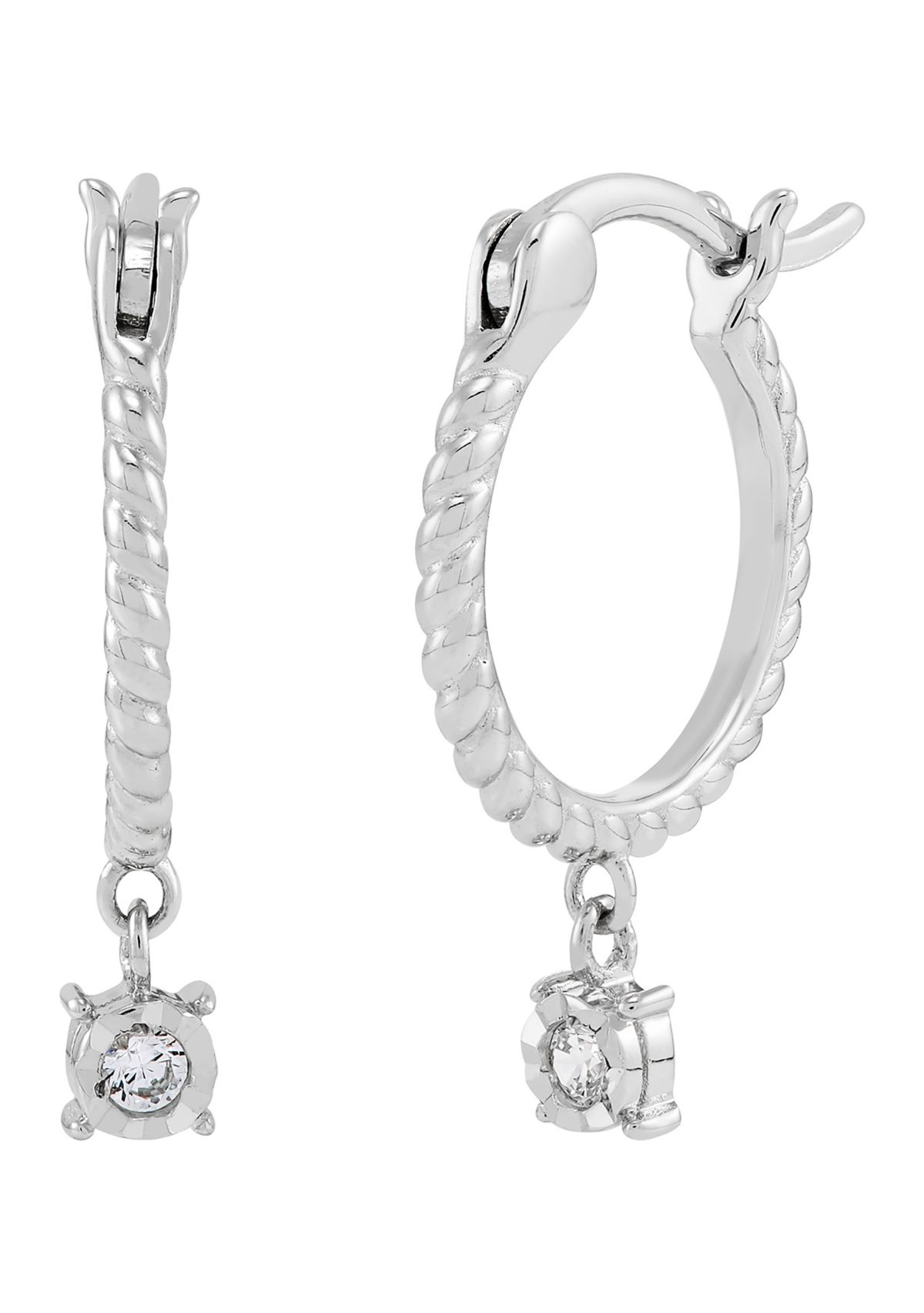 1/10 ct. t.w. Lab Grown Stud and Hoop Earring Set in Sterling Silver