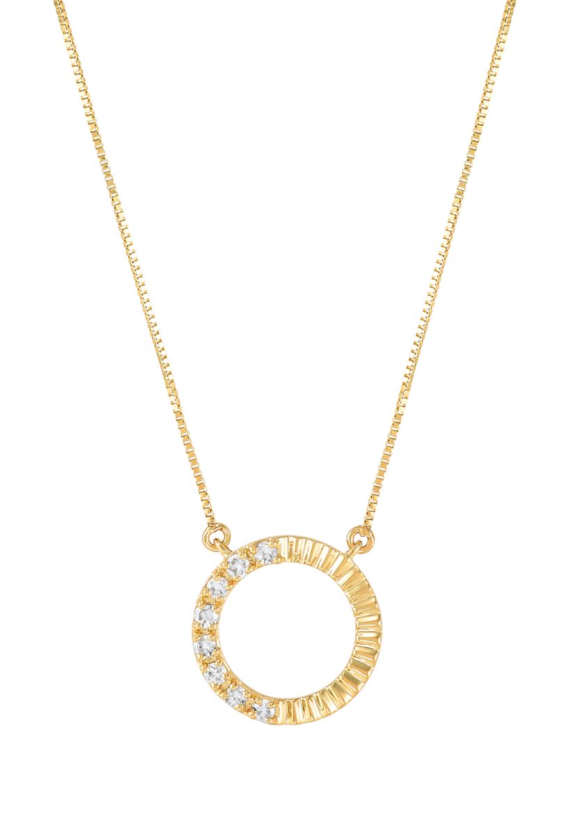 Lab Grown 1/4 ct. t.w. Diamond Circle Pendant with 18" Box Chain and Stud Earrings Set in Gold Over Sterling Silver