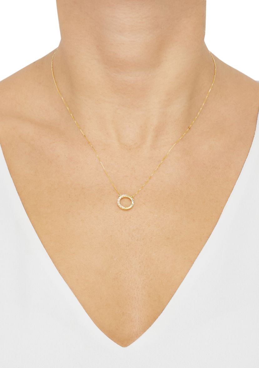 Lab Grown 1/4 ct. t.w. Diamond Circle Pendant with 18" Box Chain and Stud Earrings Set in Gold Over Sterling Silver