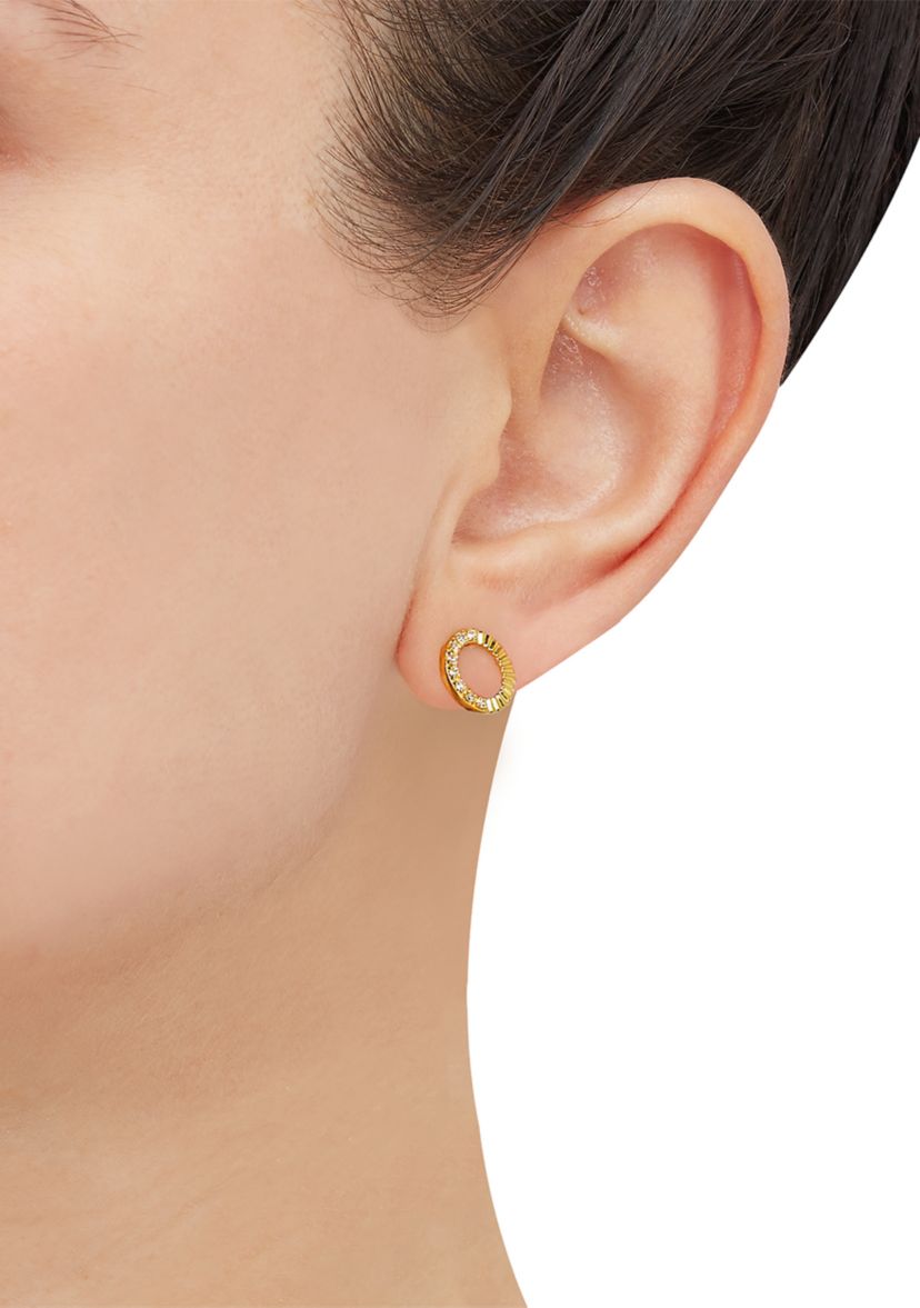 Lab Grown 1/4 ct. t.w. Diamond Circle Pendant with 18" Box Chain and Stud Earrings Set in Gold Over Sterling Silver
