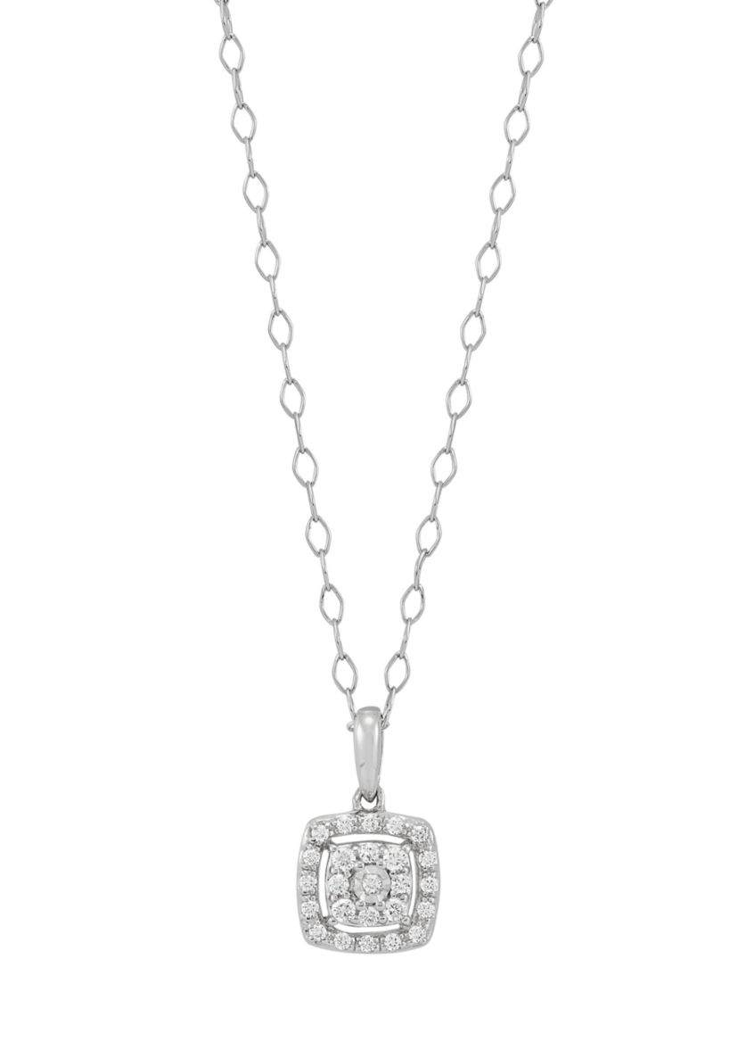 1/2 ct. t.w. Diamond Stud Earrings and Pendant with 18" Cable Chain in Sterling Silver