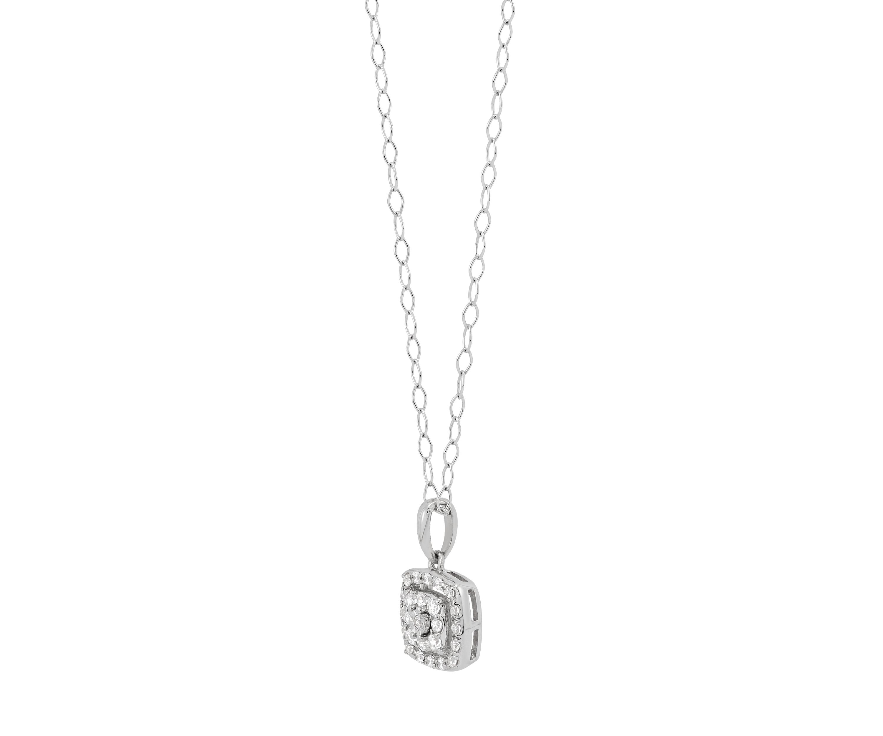 1/2 ct. t.w. Diamond Stud Earrings and Pendant with 18" Cable Chain in Sterling Silver