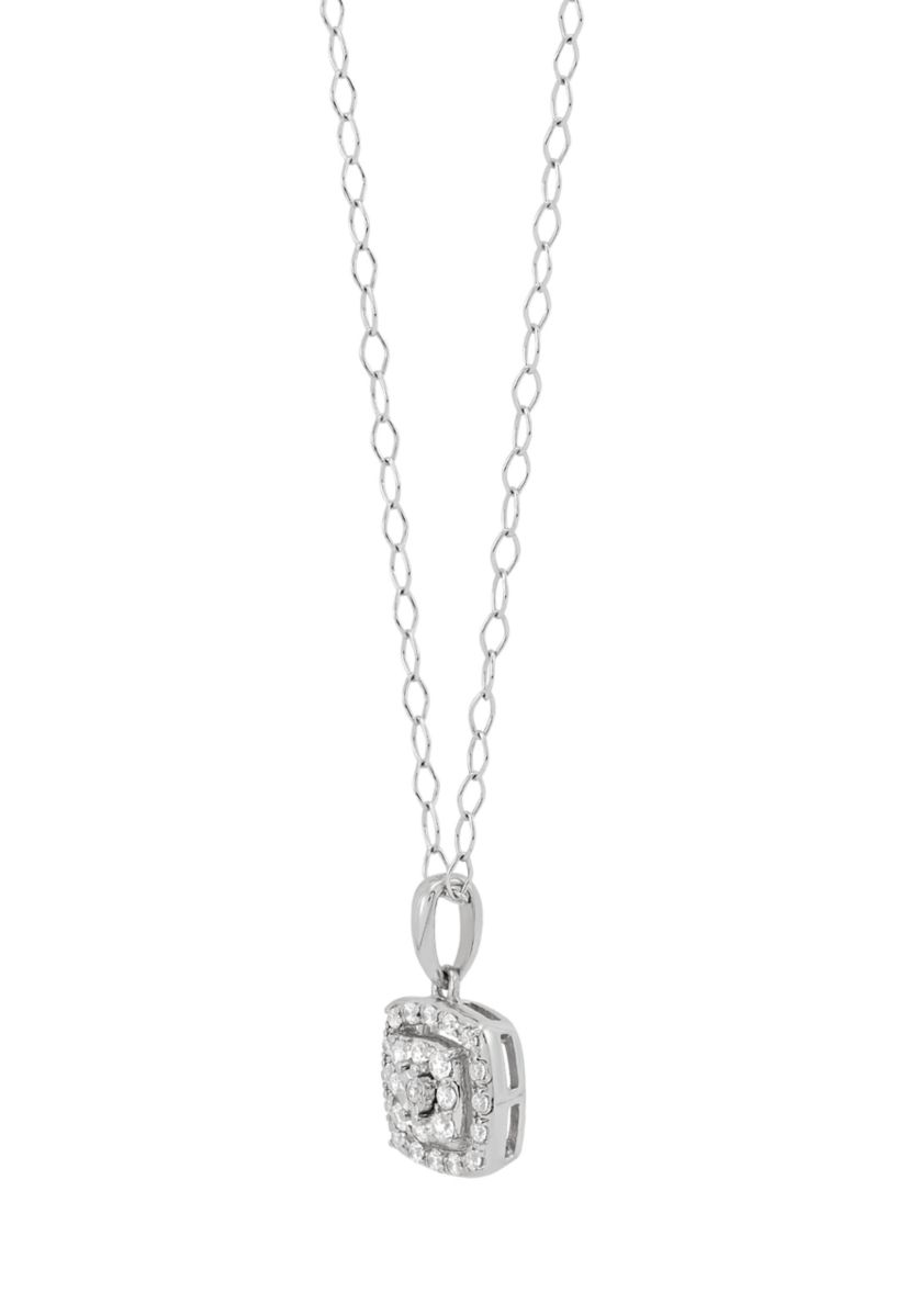 1/2 ct. t.w. Diamond Stud Earrings and Pendant with 18" Cable Chain in Sterling Silver