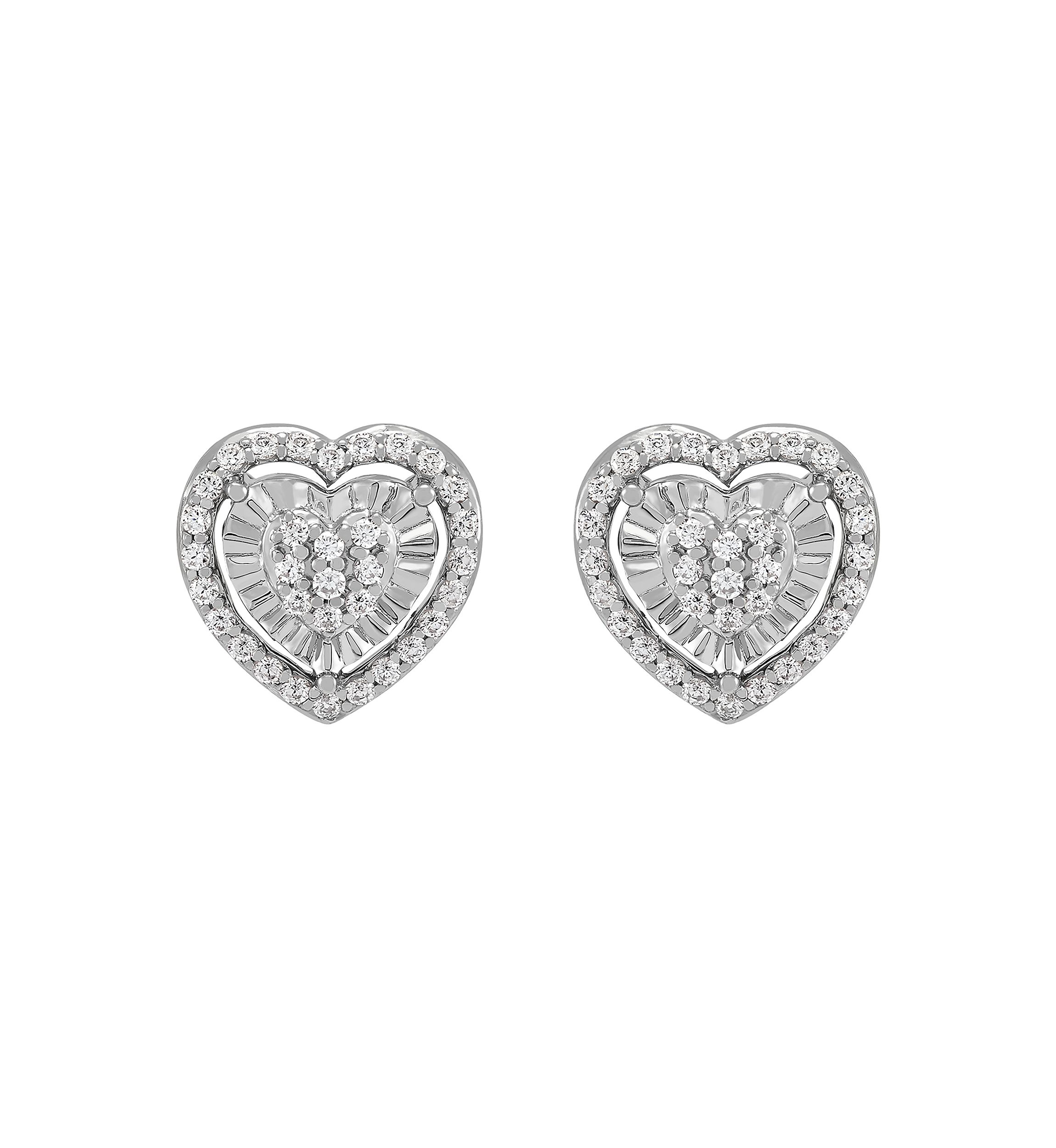 1/2 ct. t.w. Diamond Heart Earrings and Pendant with 18" Cable Chain Set in Sterling Silver